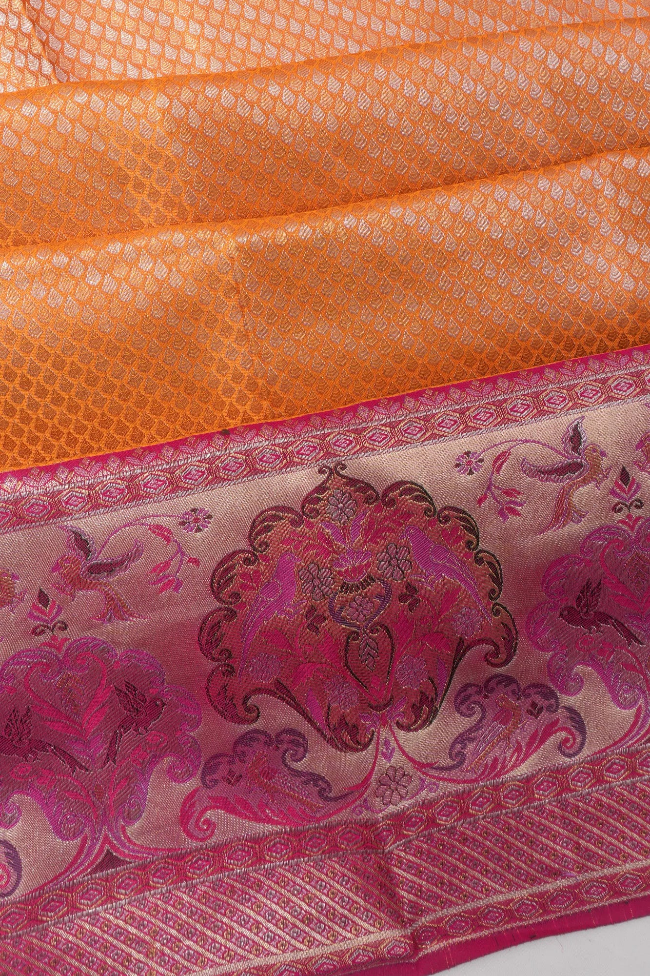 Kanchipuram Silk Brocade Yellow Saree
