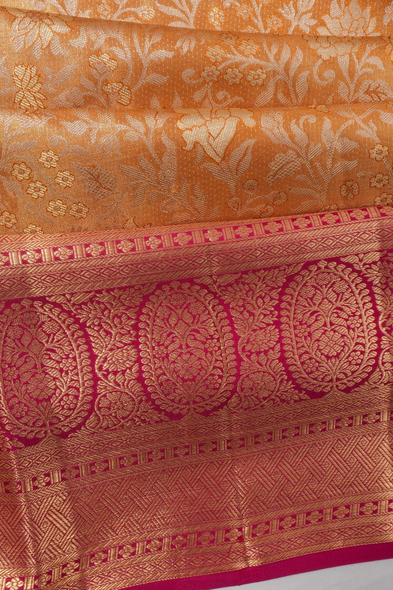 Taranga Kanchi Silk Jaal Yellow Saree