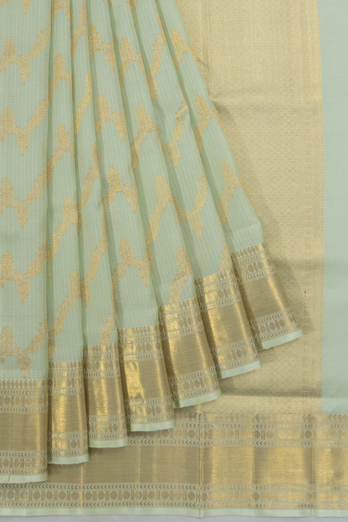 Kanchipuram X Kota Cotton Brocade Sea Green Saree