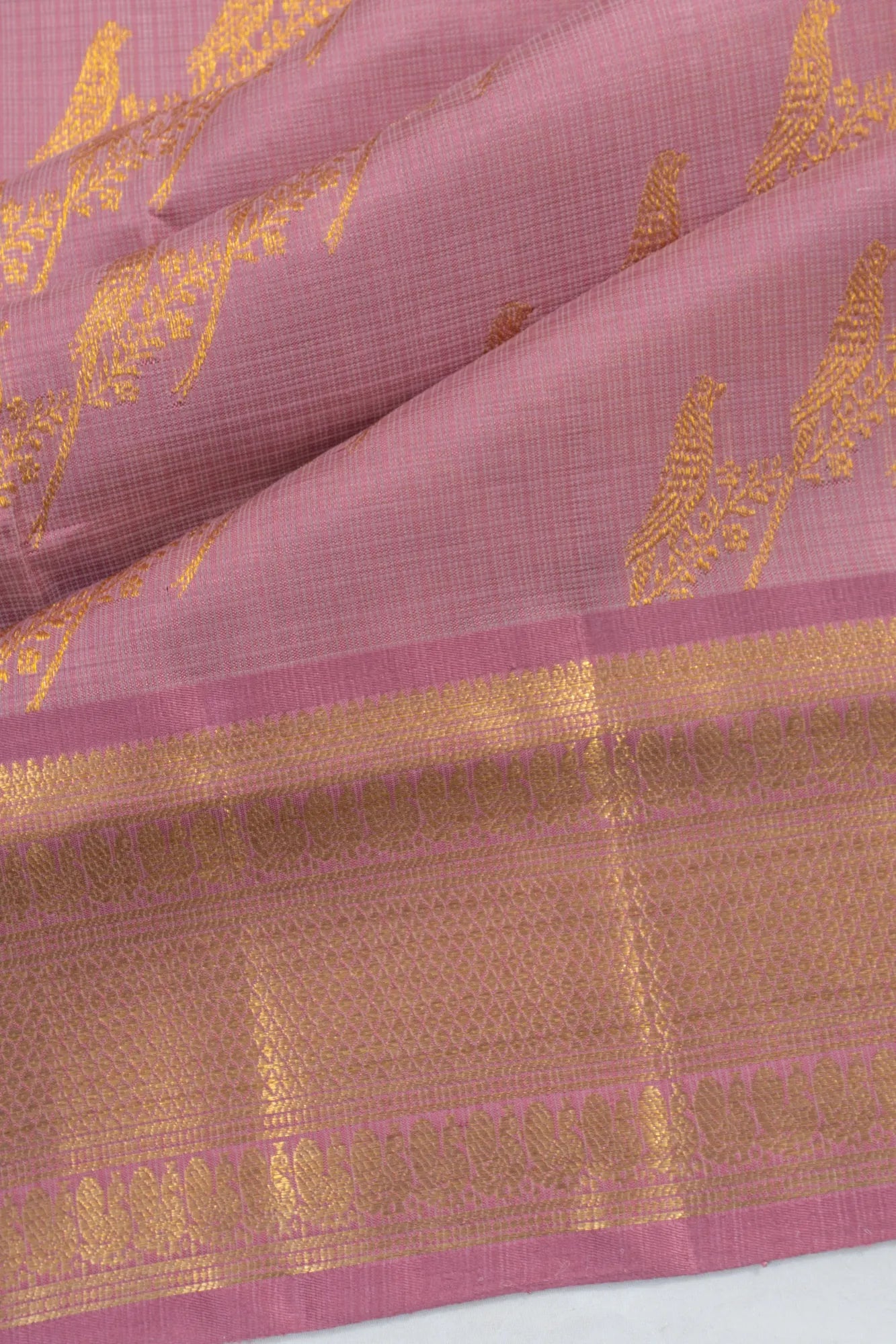 Kanchipuram X Kota Cotton Brocade Lavender Saree