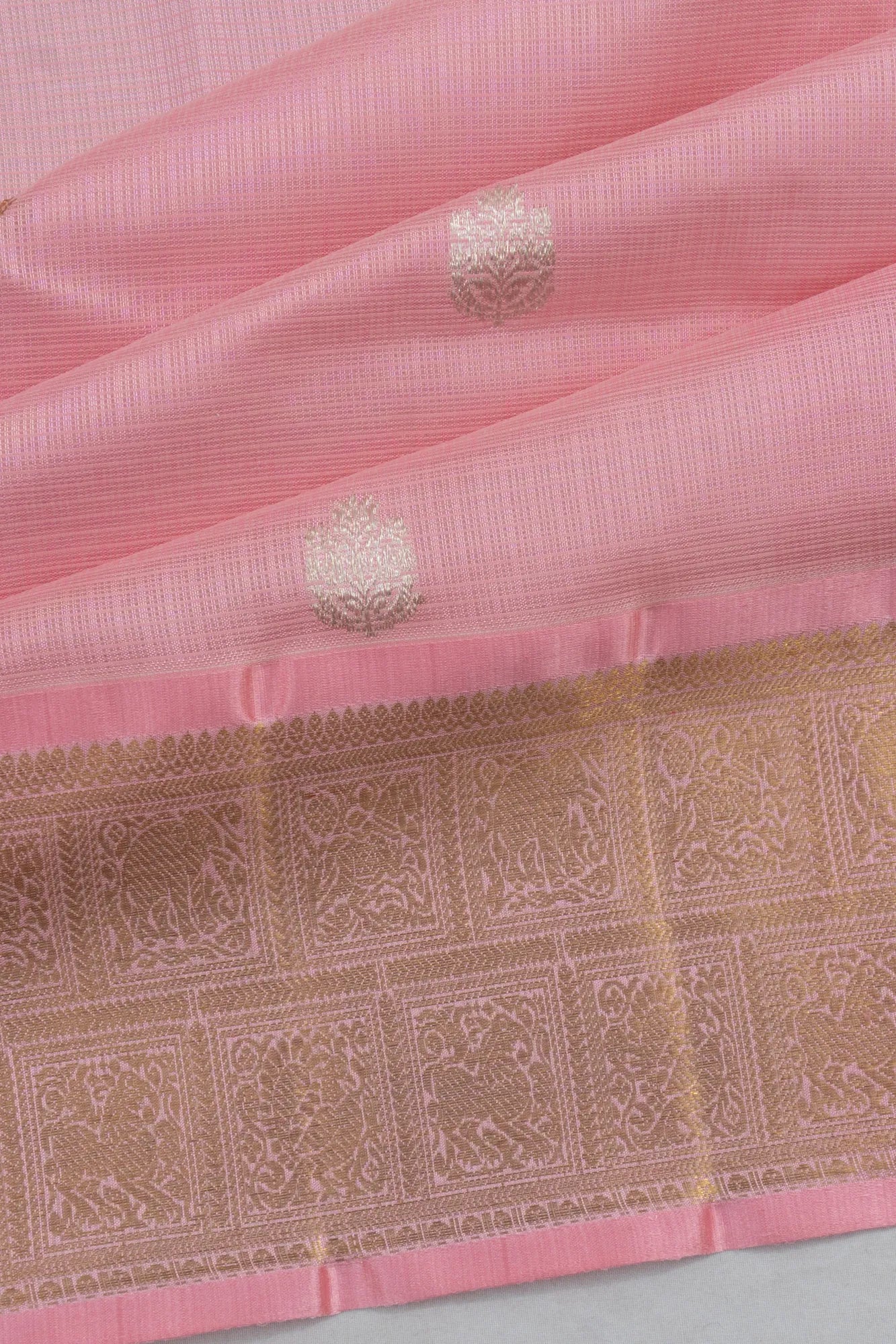 Kanchipuram X Kota Cotton Butta Pink Saree