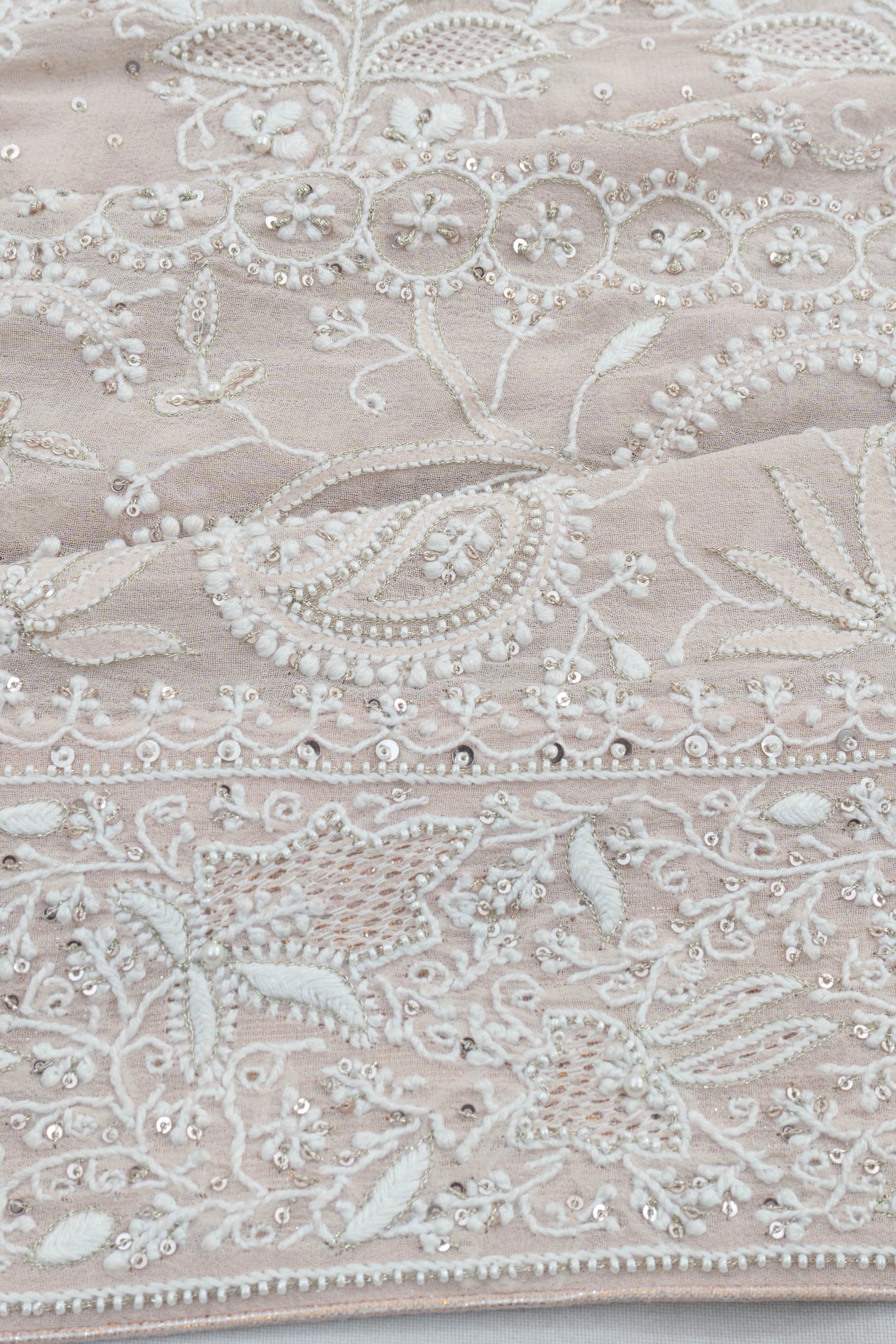 Lucknow Chikankari Georgette Embroidery Grey Saree