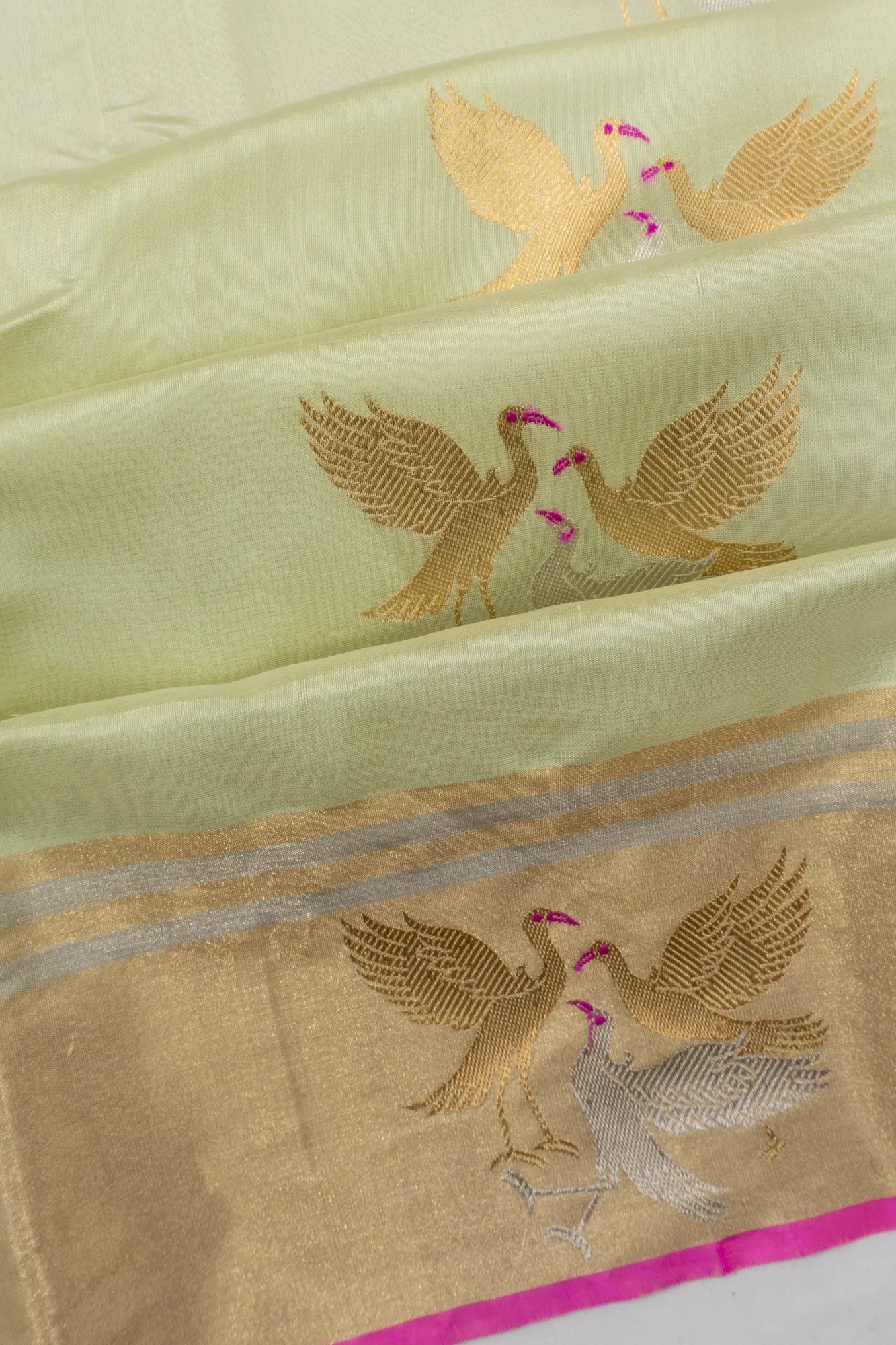 Chanderi Silk Butta Pista Green Saree