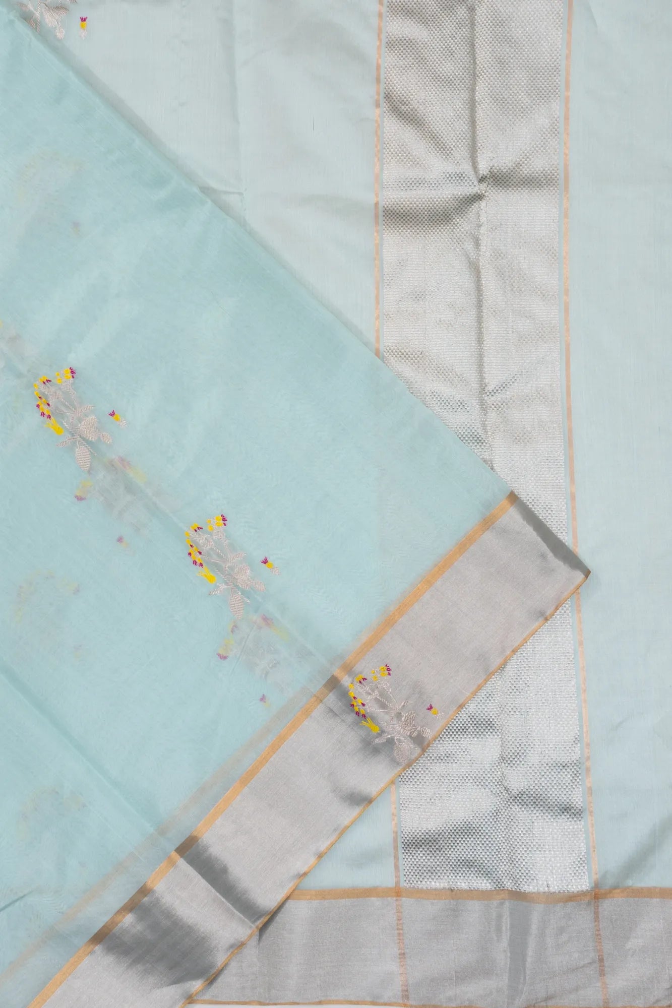 Chanderi Silk Butta Sky Blue Saree