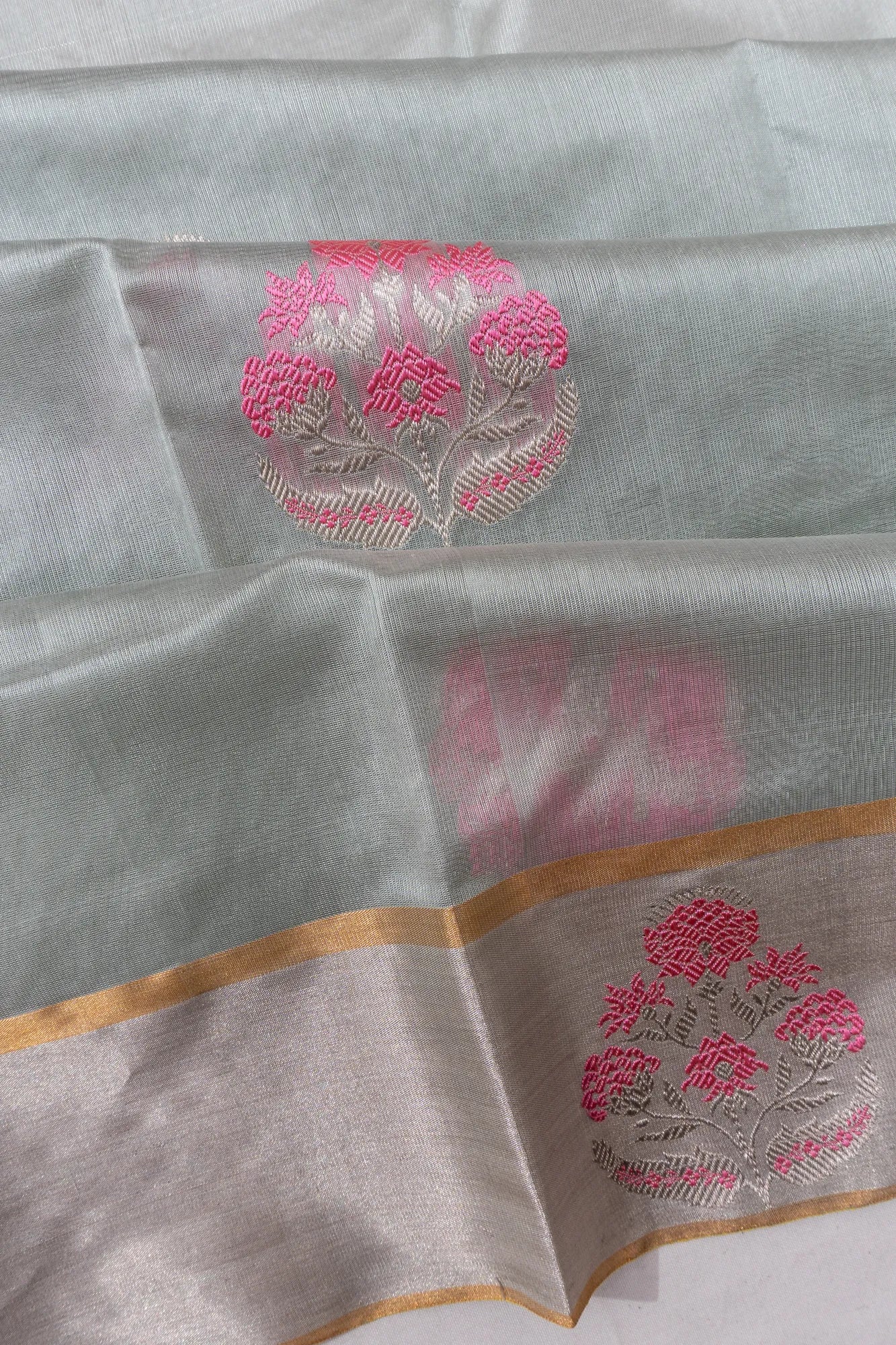 Chanderi Silk Butta Ice Blue Saree