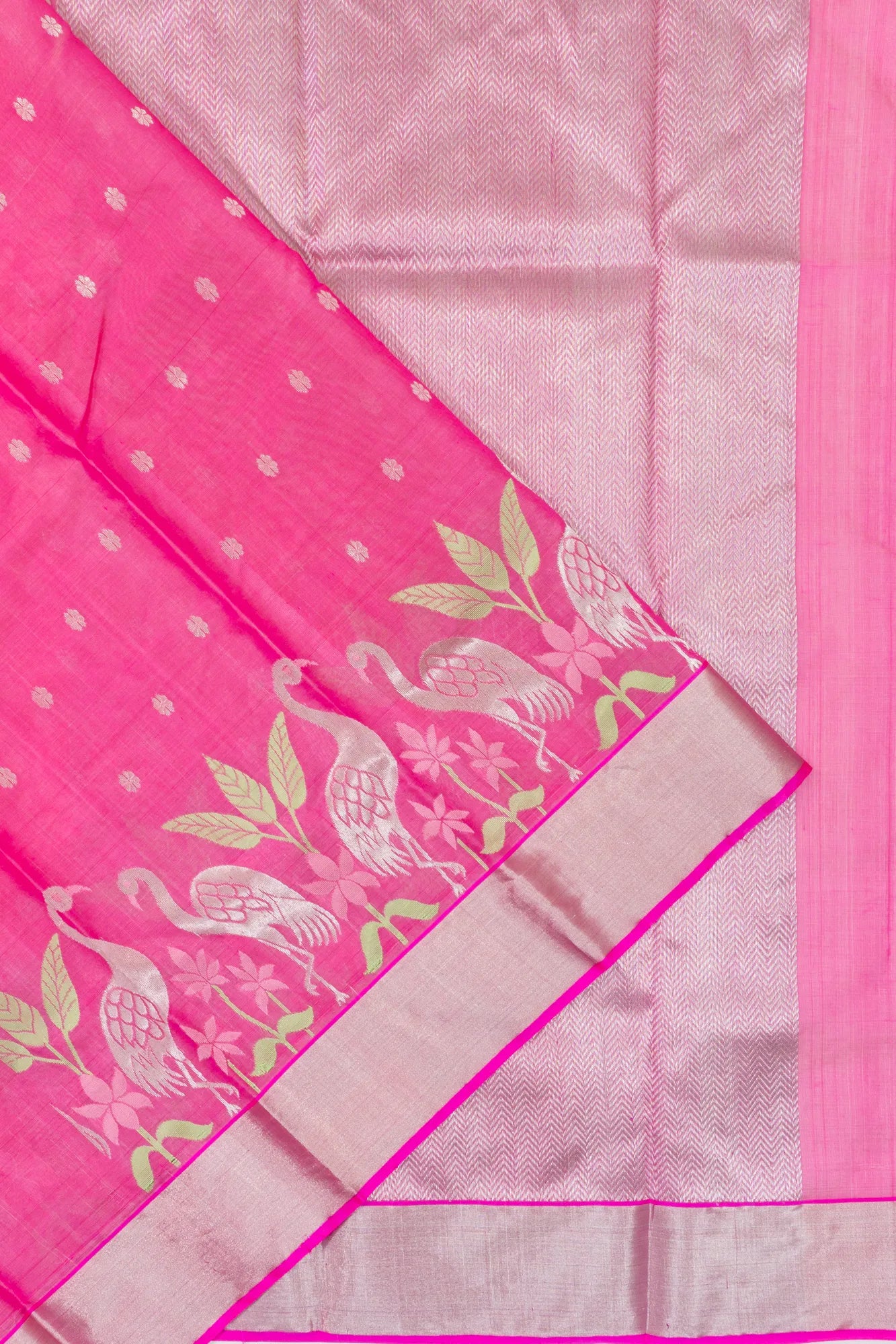 Chanderi Silk Butta Pink Saree
