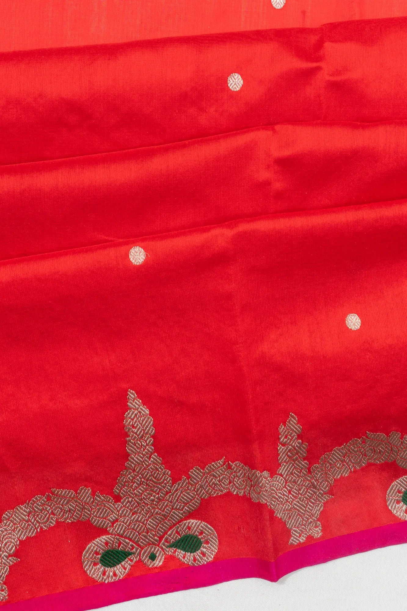 Chanderi Silk Butta Red Saree