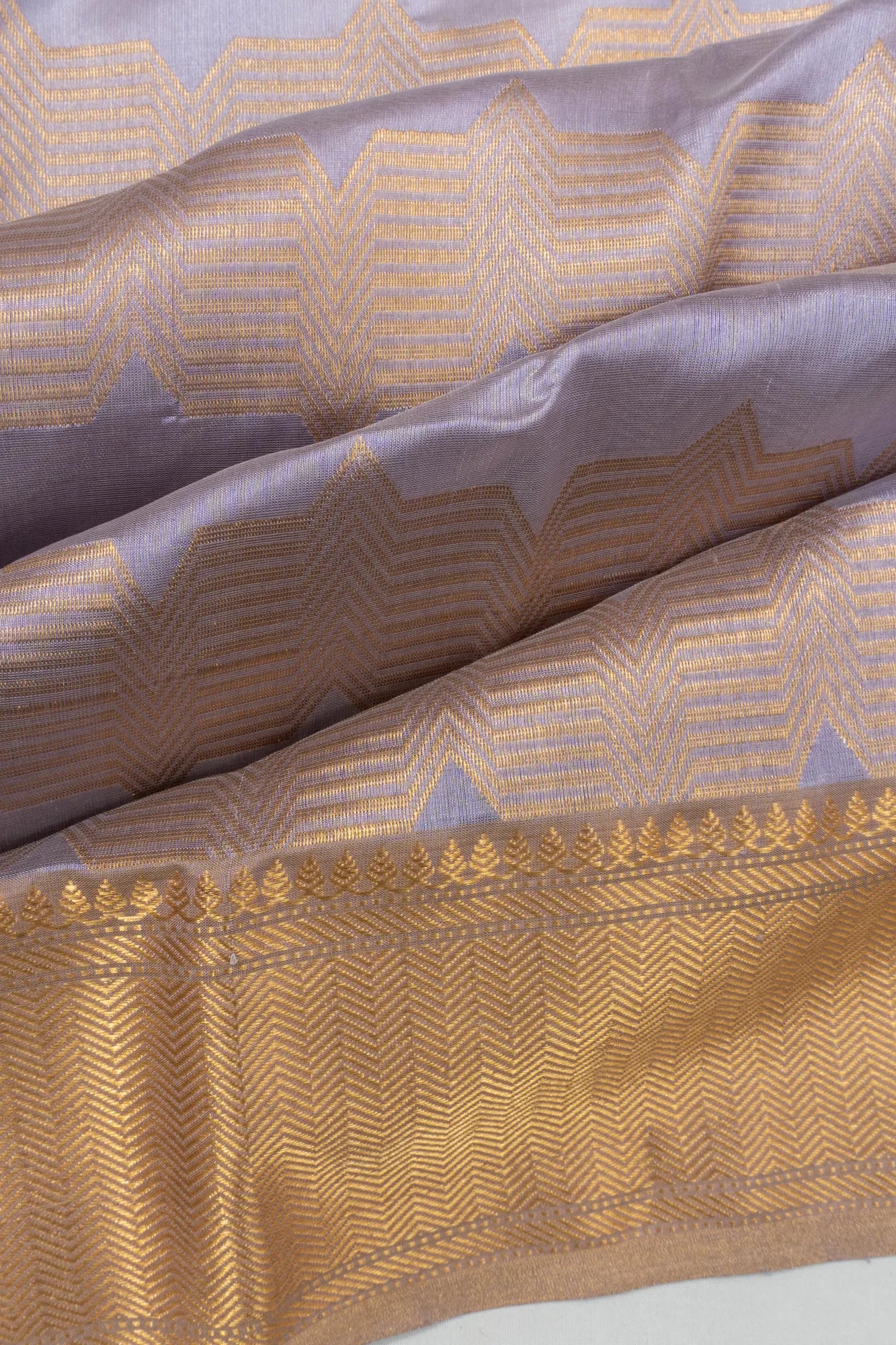 Chanderi Silk Brocade Lavender Saree
