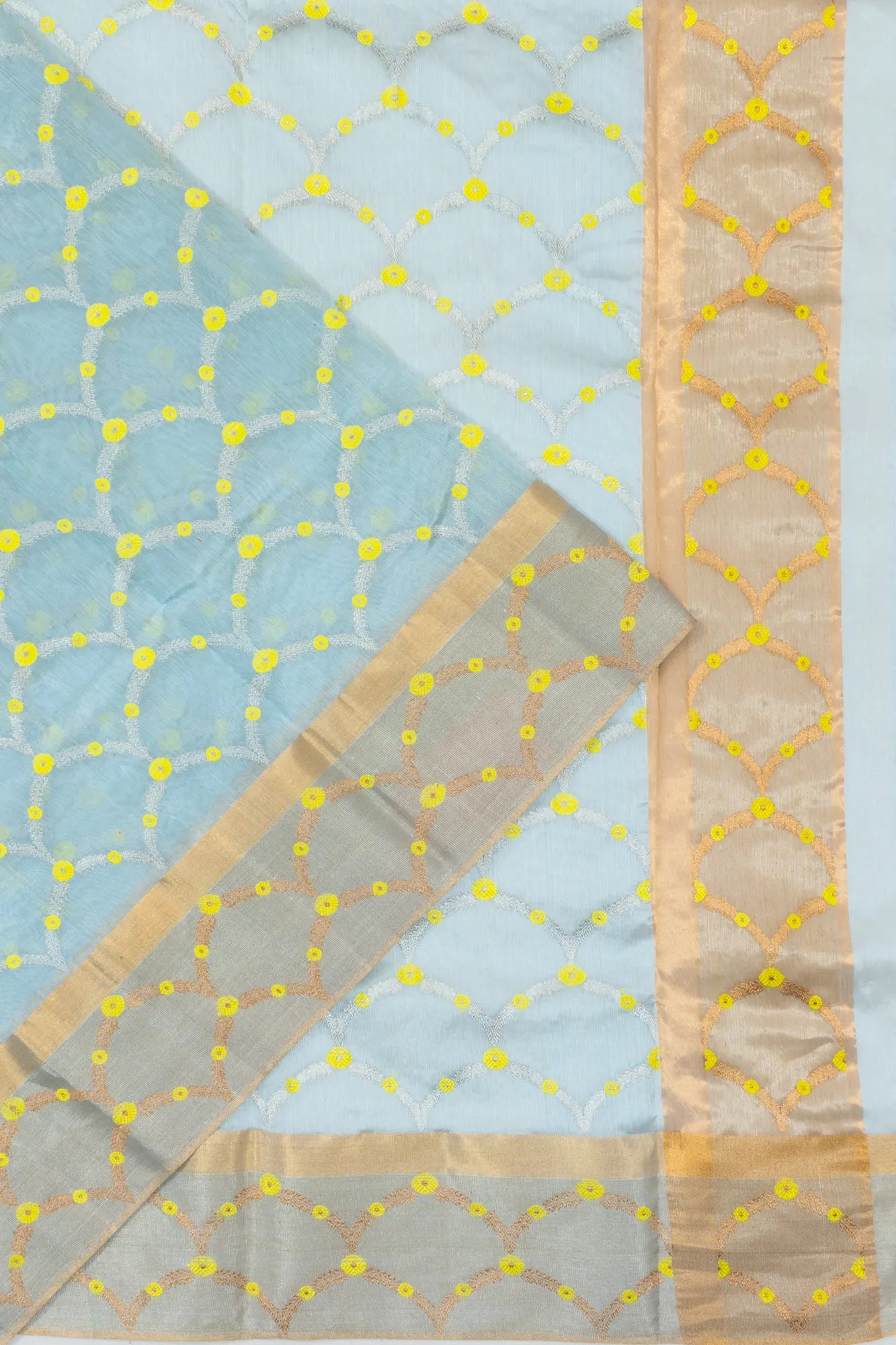 Pure Chanderi Silk Brocade Sky Blue Saree