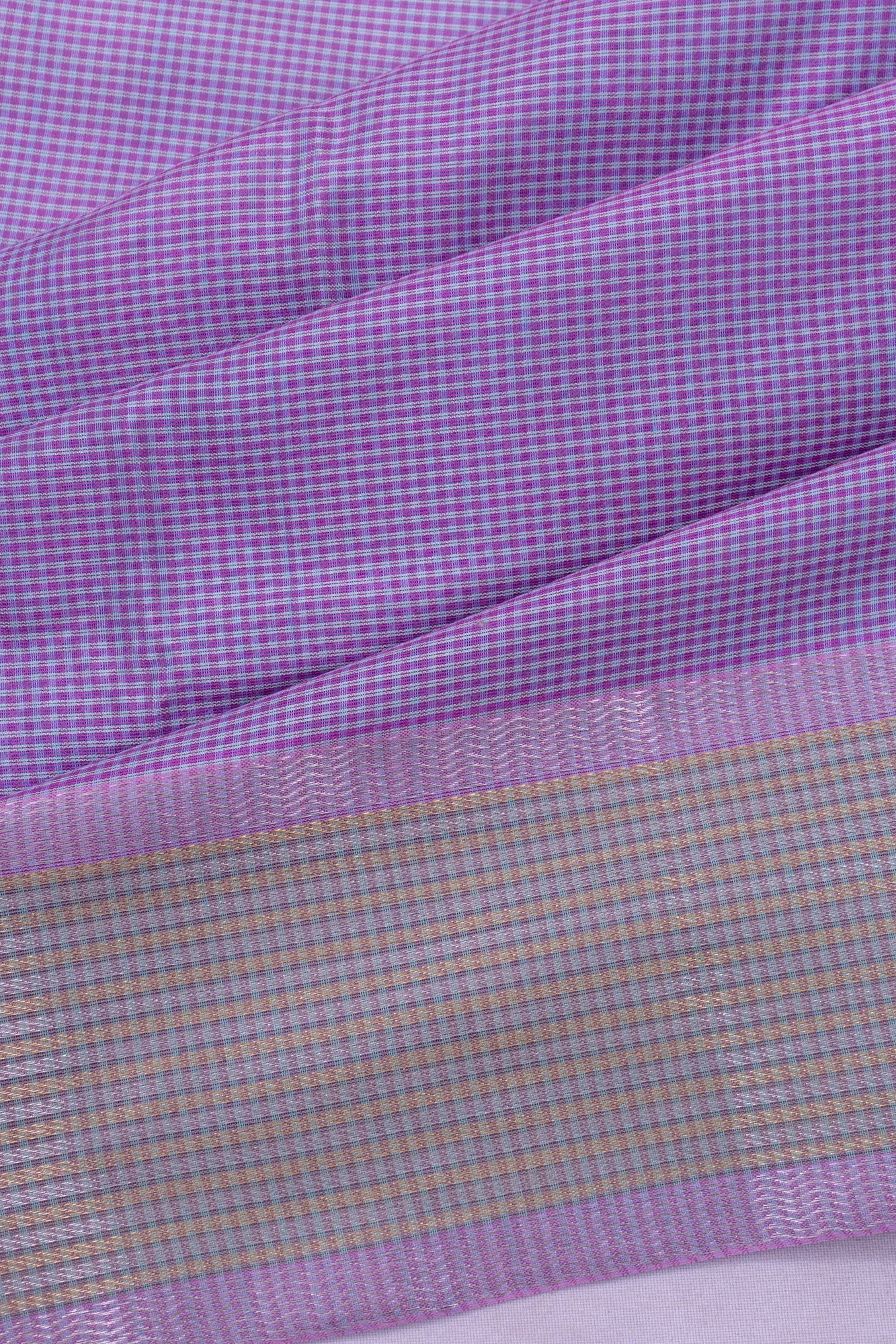 Chanderi Silk Checks Lavender Saree