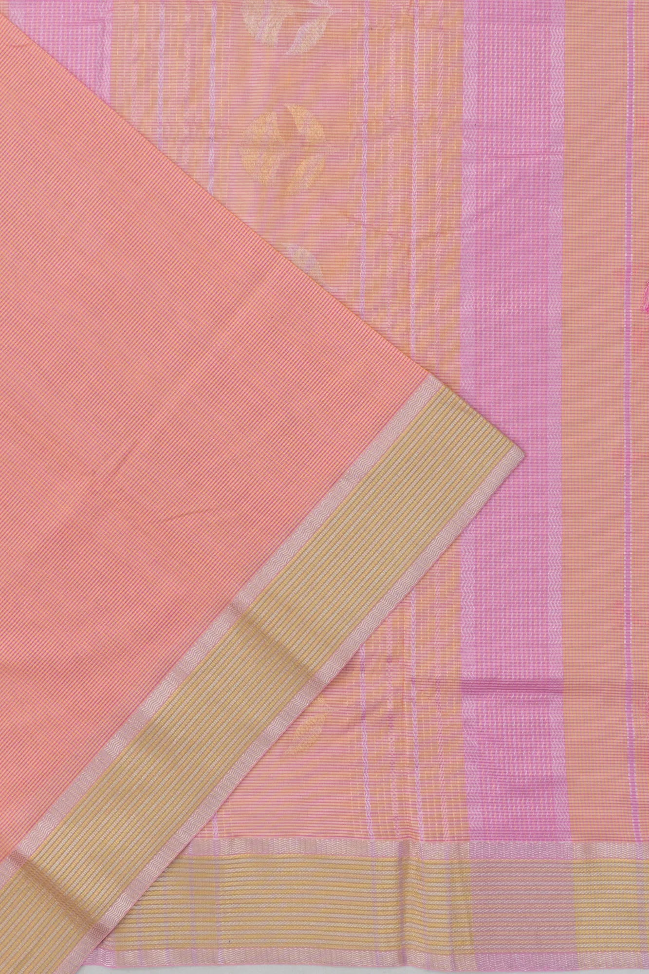 Chanderi Silk Checks Peach Saree