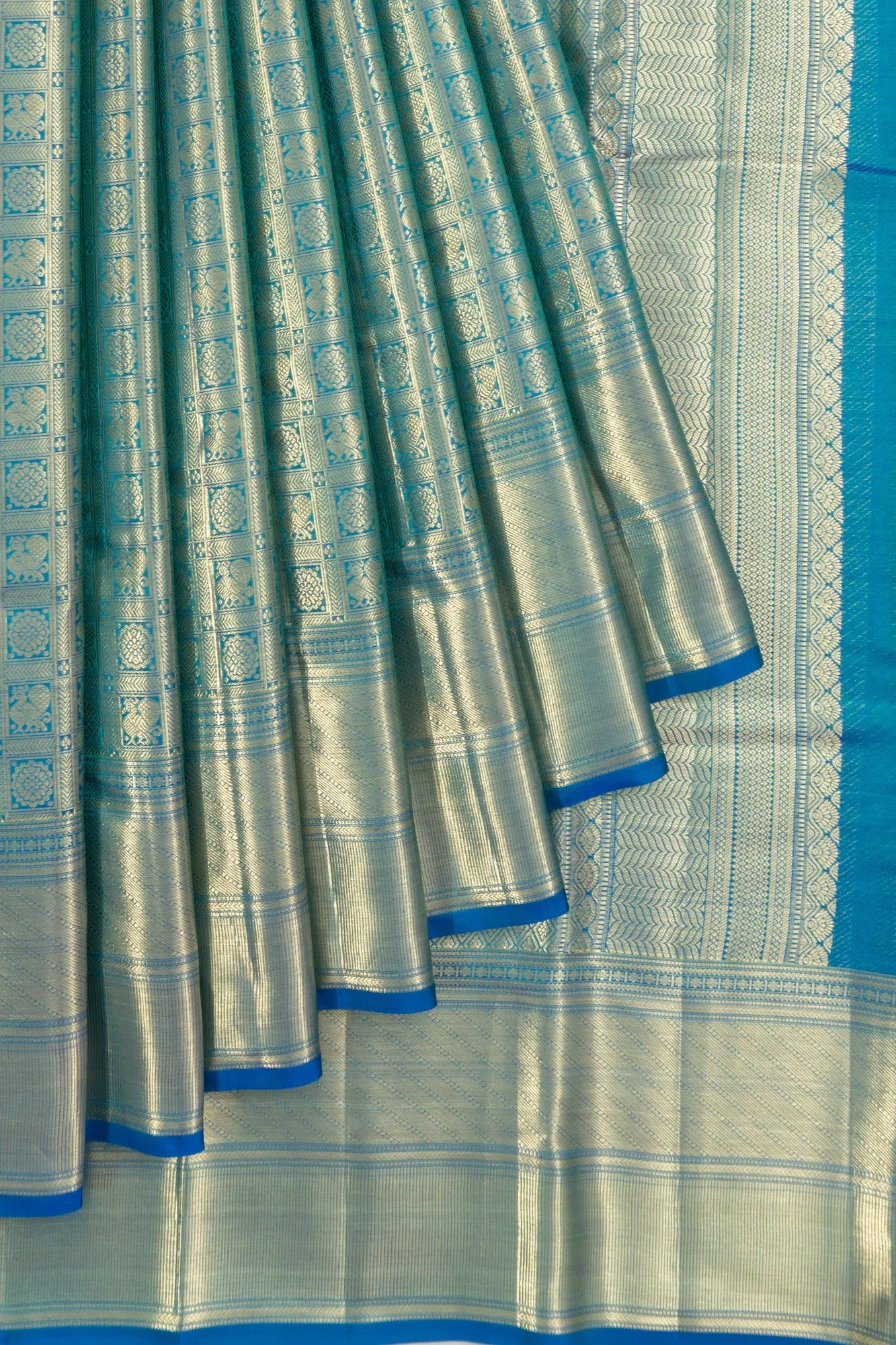 Kanchipuram Silk Brocade Blue Saree