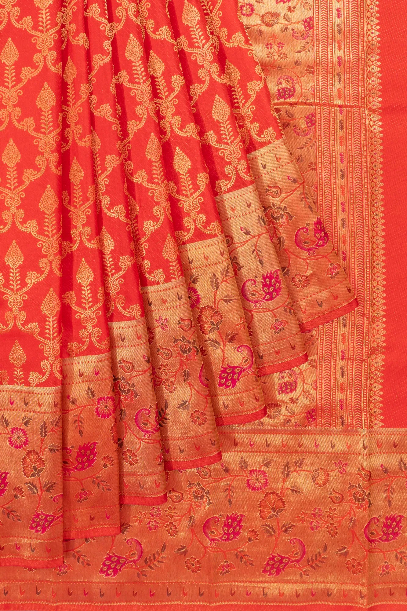 Kanchipuram Silk Brocade Red Saree