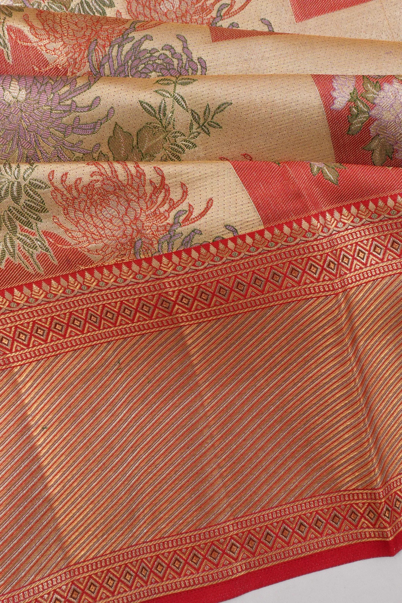 Kanchipuram Silk Tissue Digital Printed Red Saree
