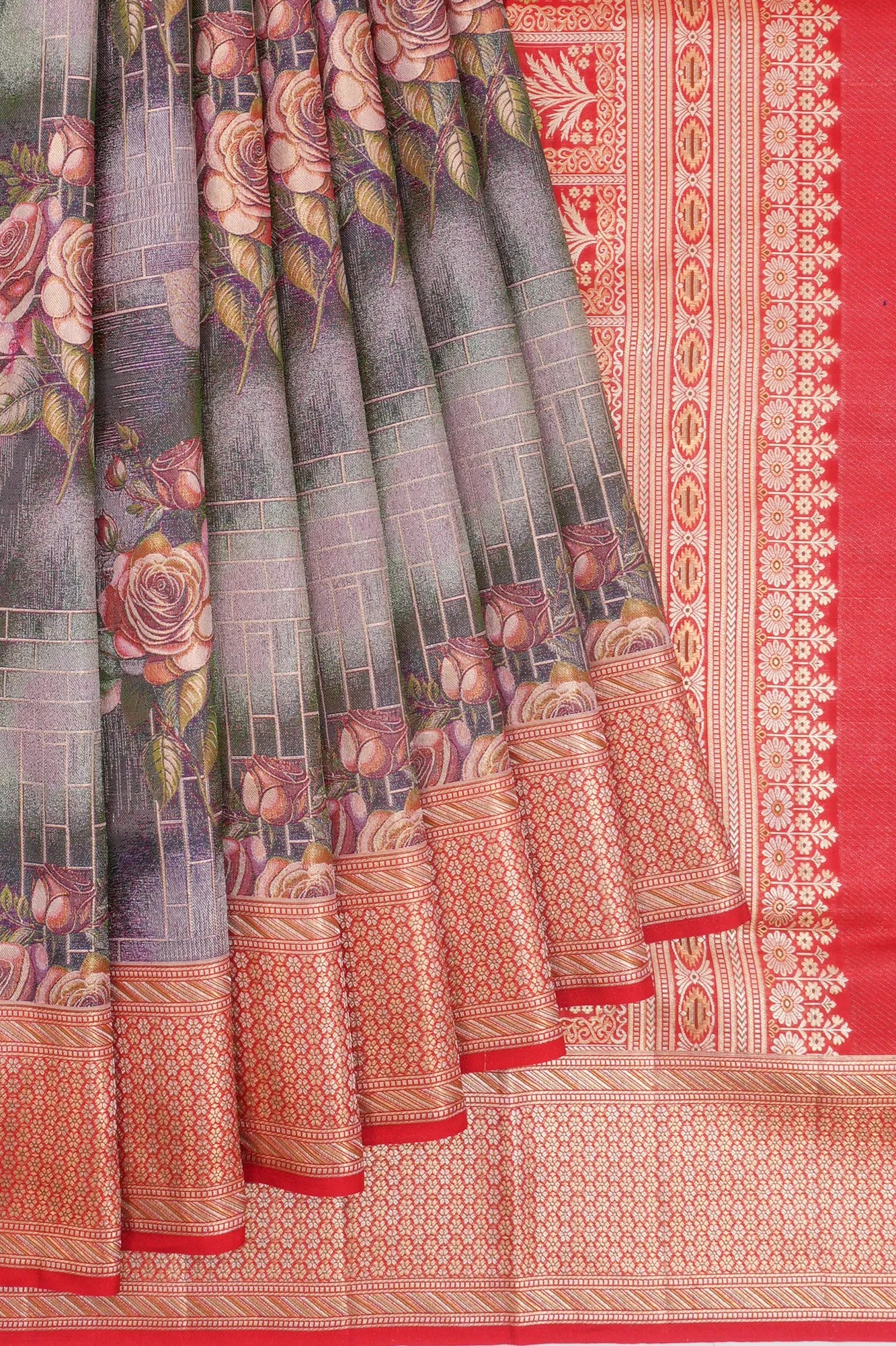 Kanchipuram Silk Digital Printed Blue Saree
