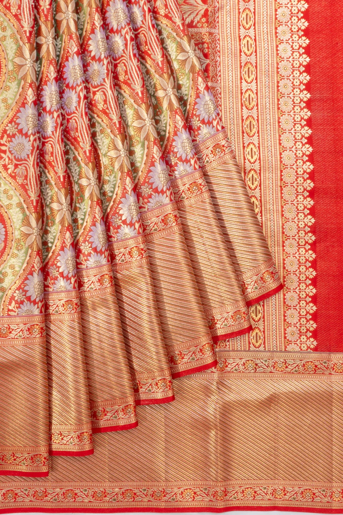 Kanchipuram Silk Tissue Brocade Red Saree