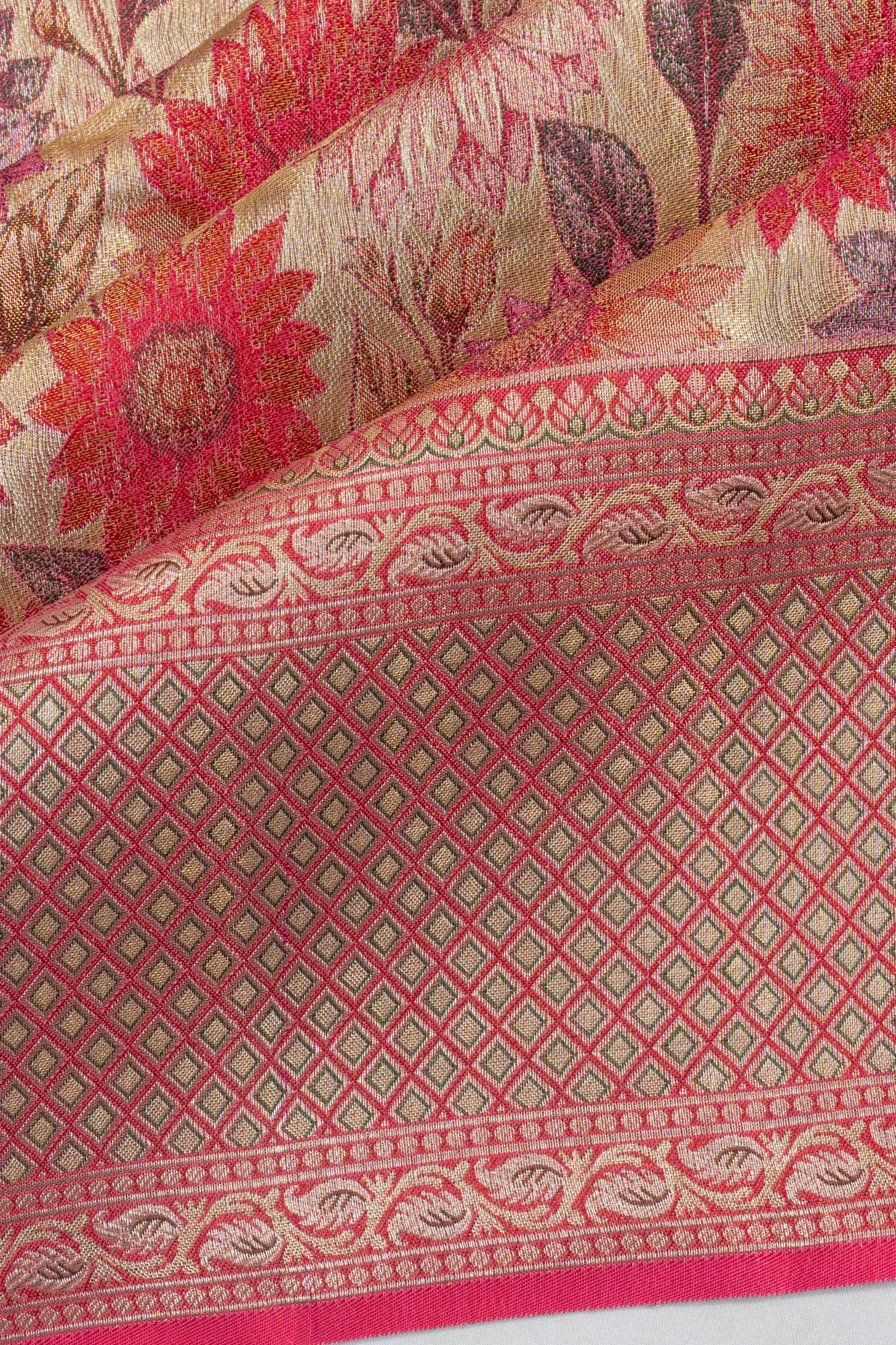 Kanchipuram Silk Tissue Brocade Gold Saree