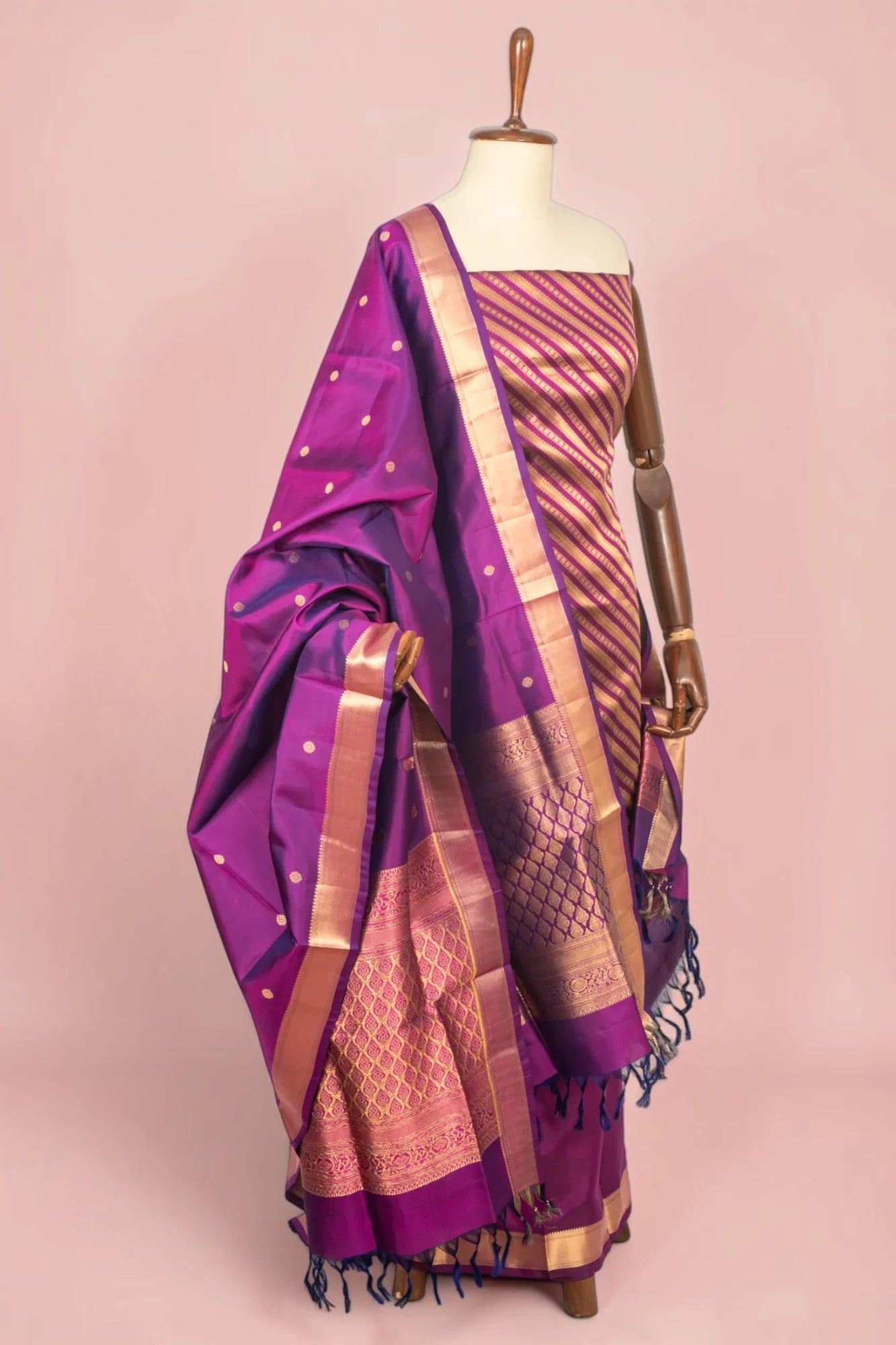 Kanchipuram Silk Brocade Purple Salwar Suit Set