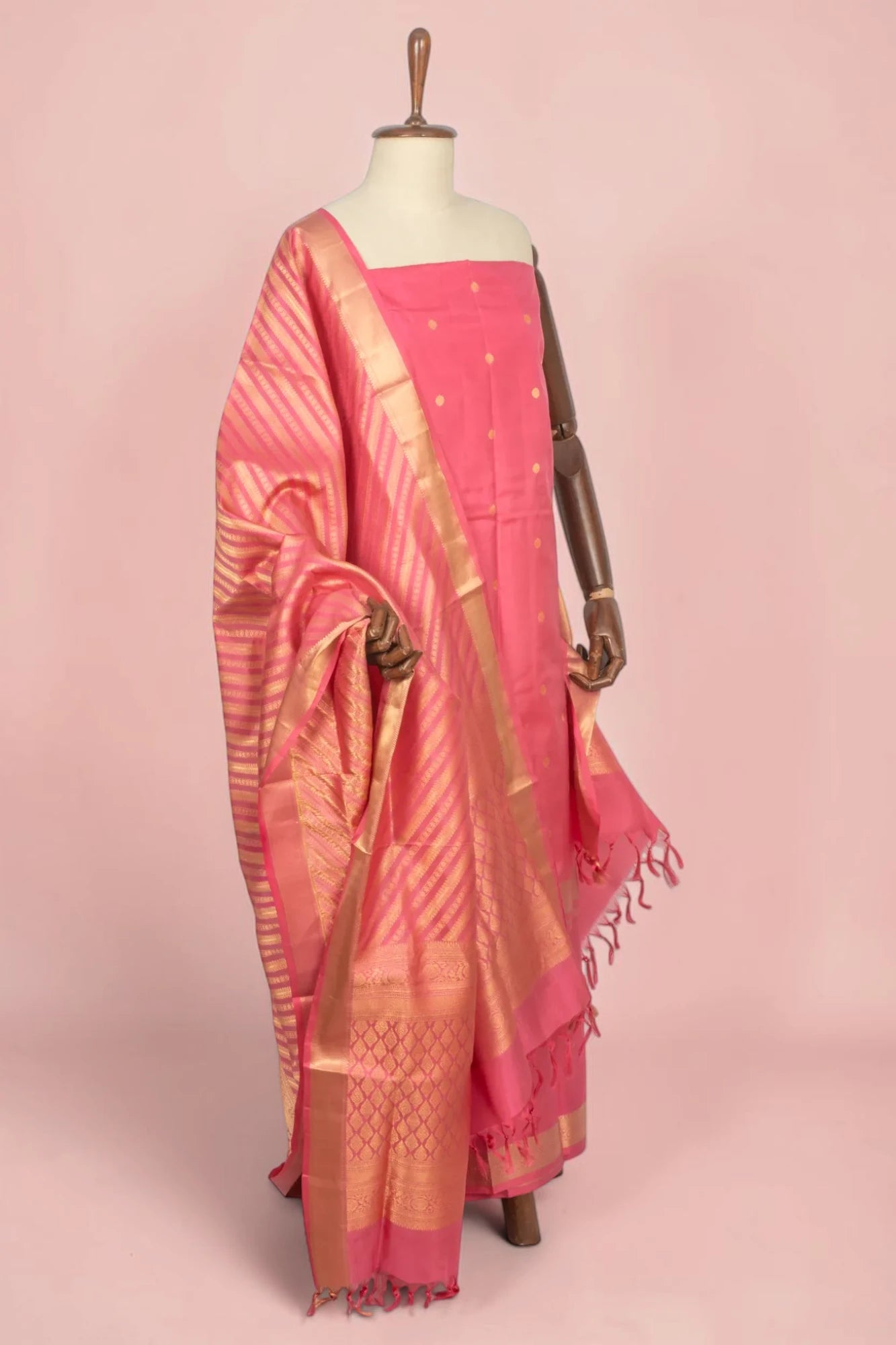 Kanchipuram Silk Butta Pink Salwar Suit Set