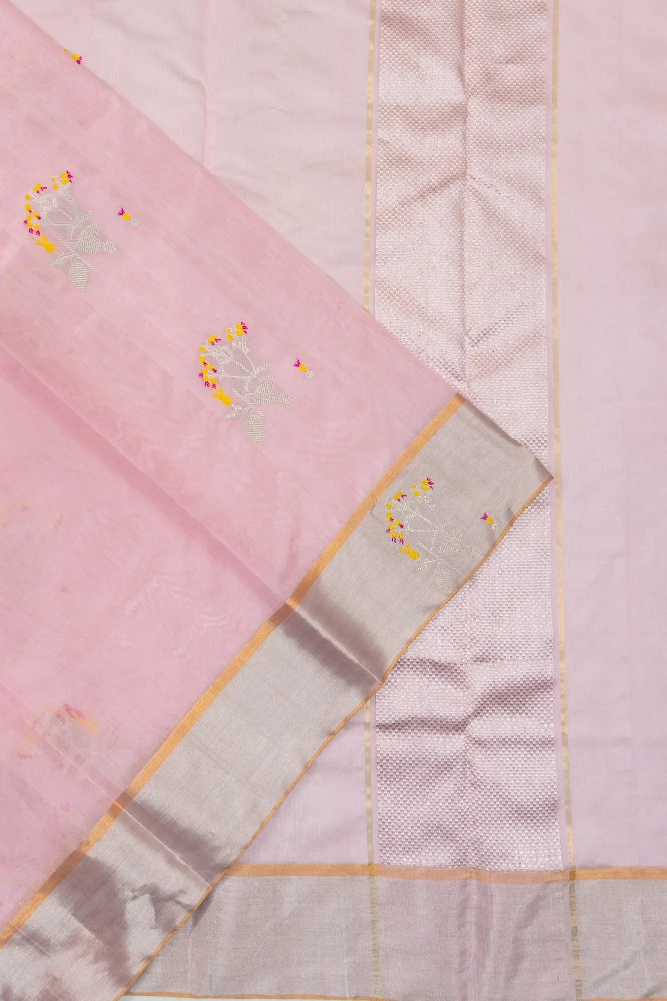 Chanderi Silk Butta Baby Pink Saree