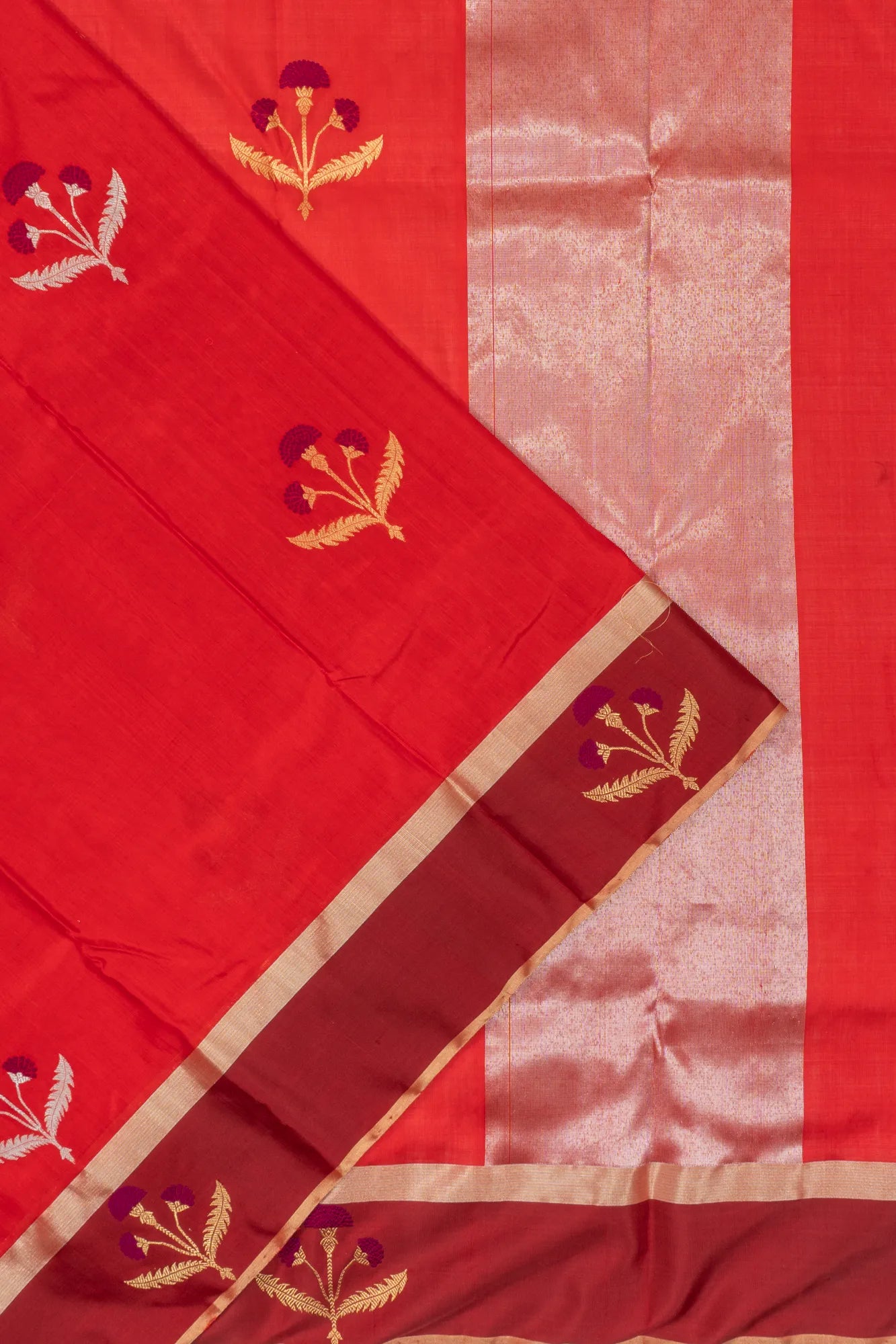 Chanderi Silk Butta Red Saree