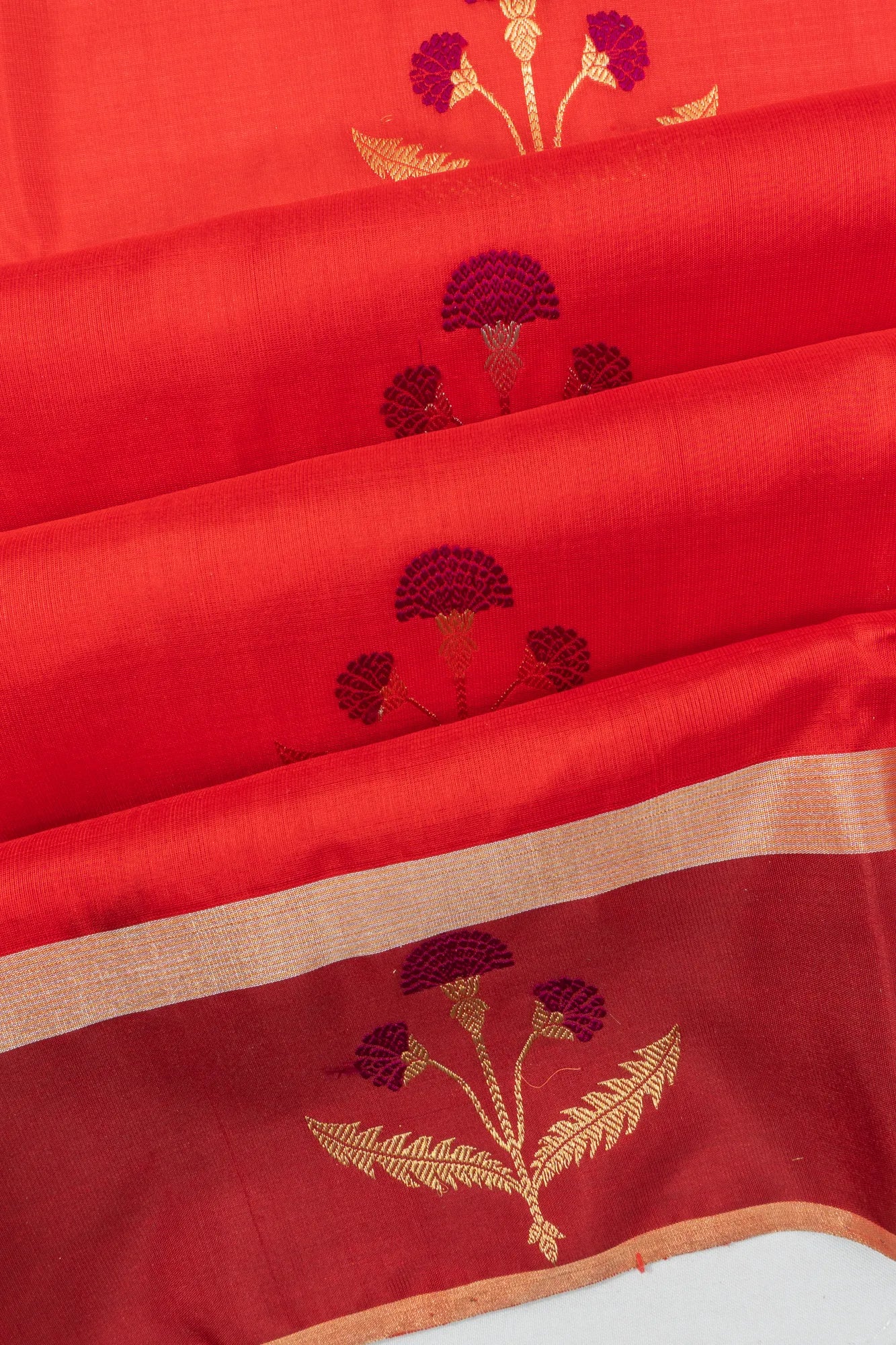 Chanderi Silk Butta Red Saree