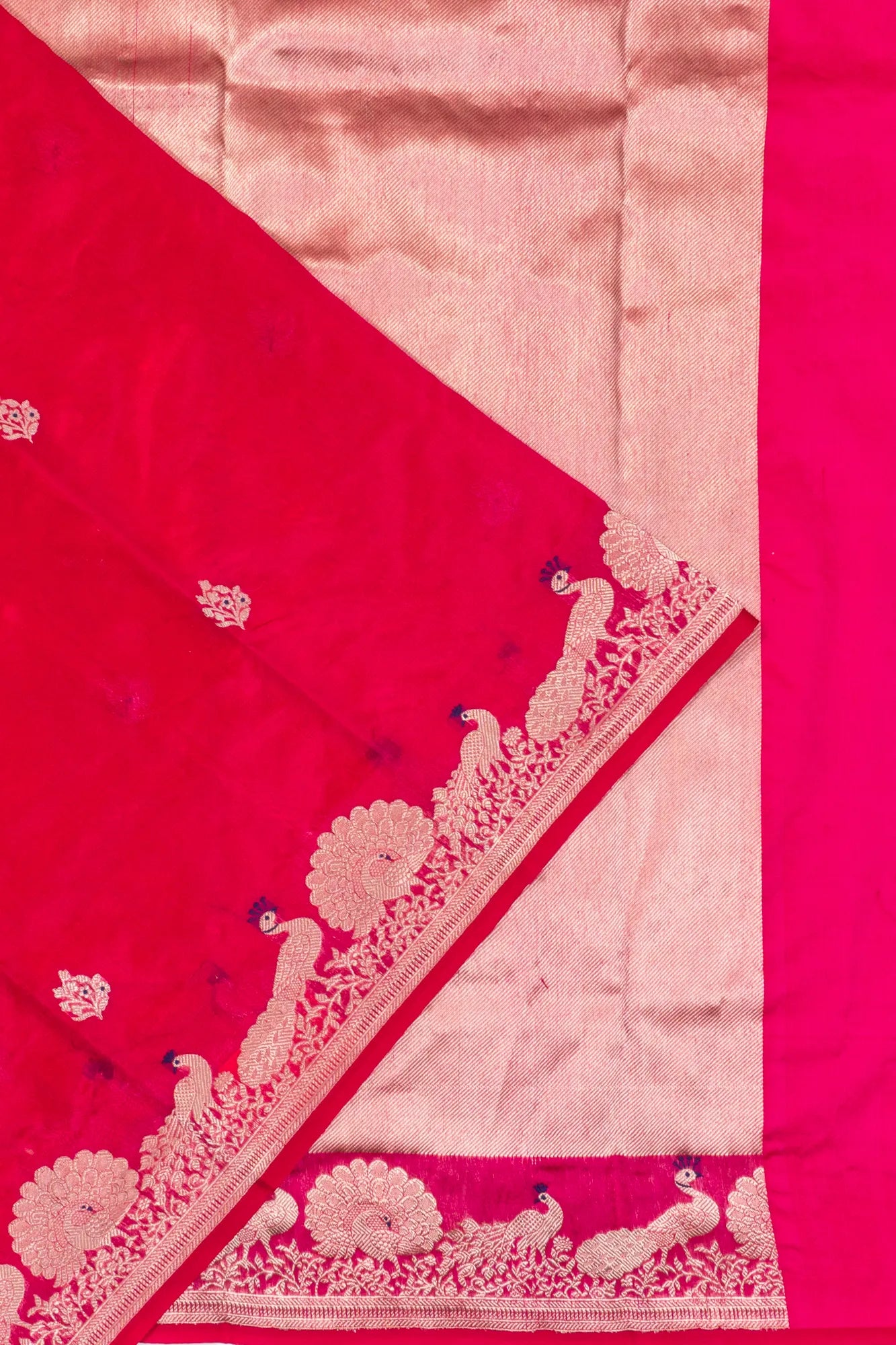 Chanderi Silk Butta Rani Pink Saree