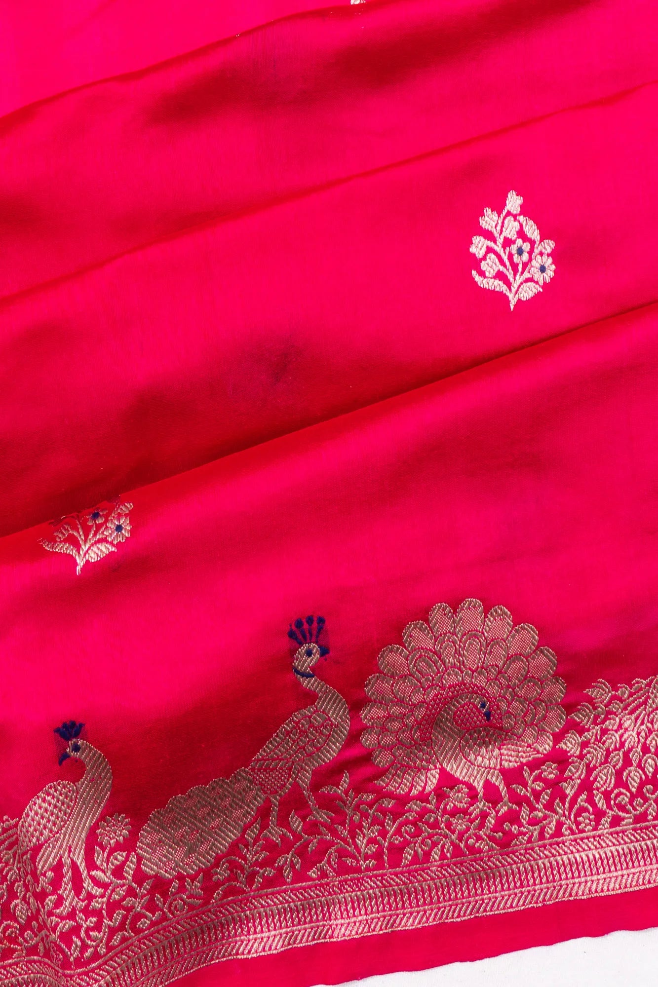 Chanderi Silk Butta Rani Pink Saree