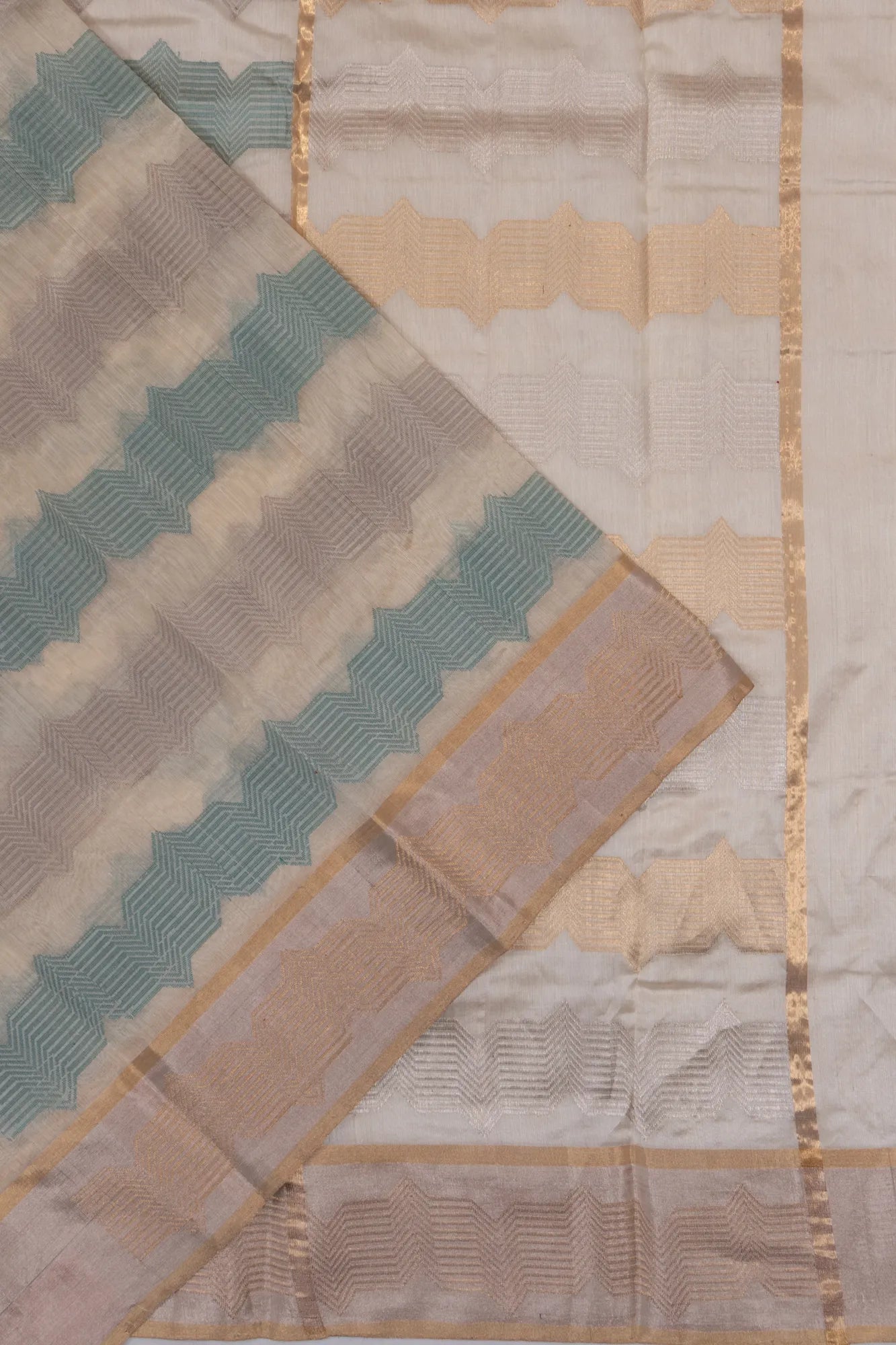 Chanderi Silk Brocade Cream Saree