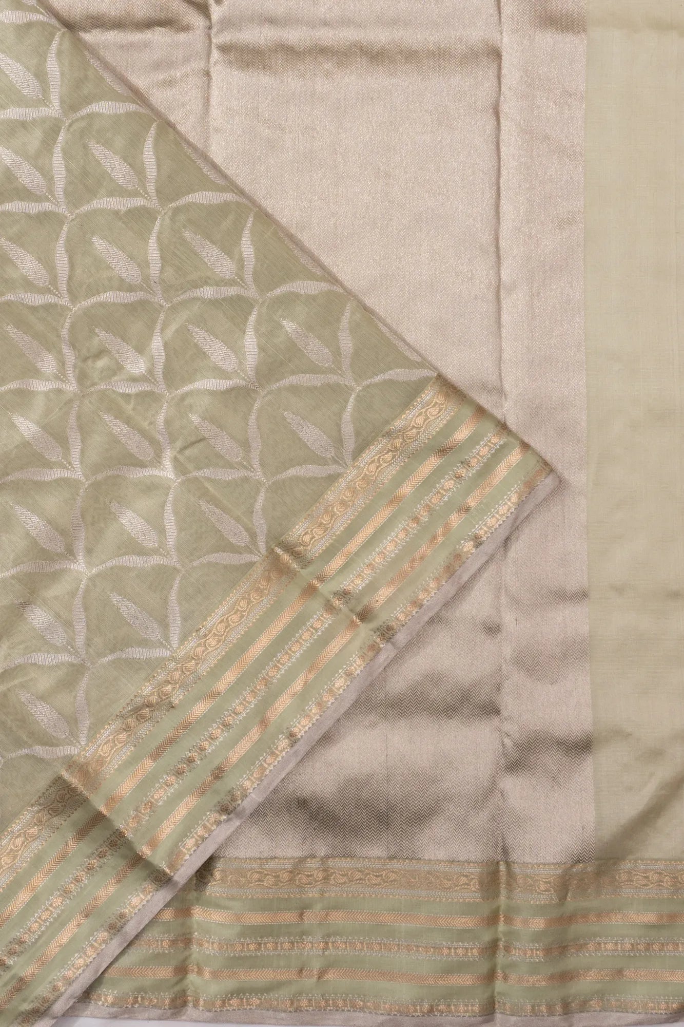 Pure Chanderi Silk Brocade Mehandi Green Saree