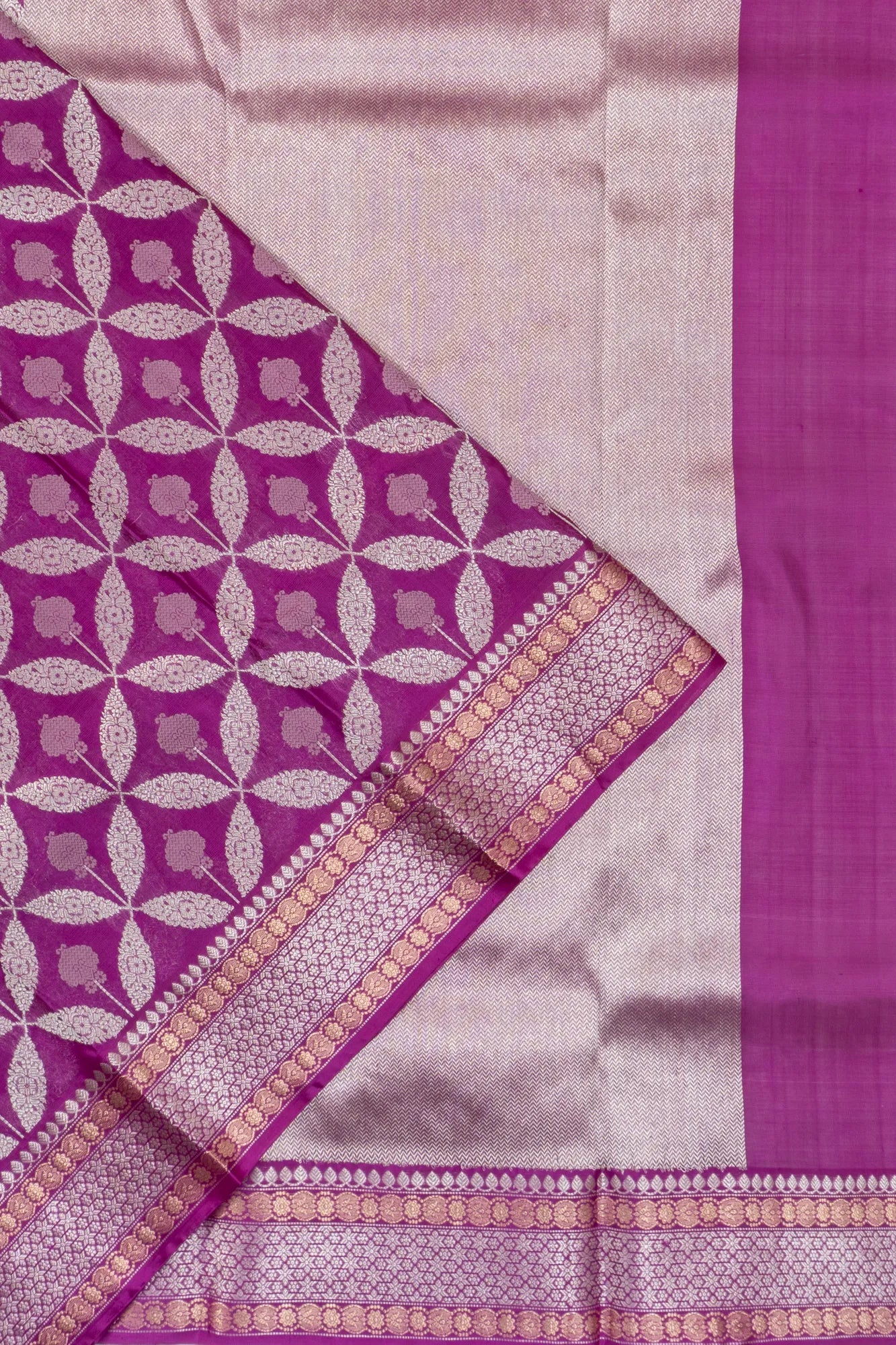 Pure Chanderi Silk Brocade Purple Saree