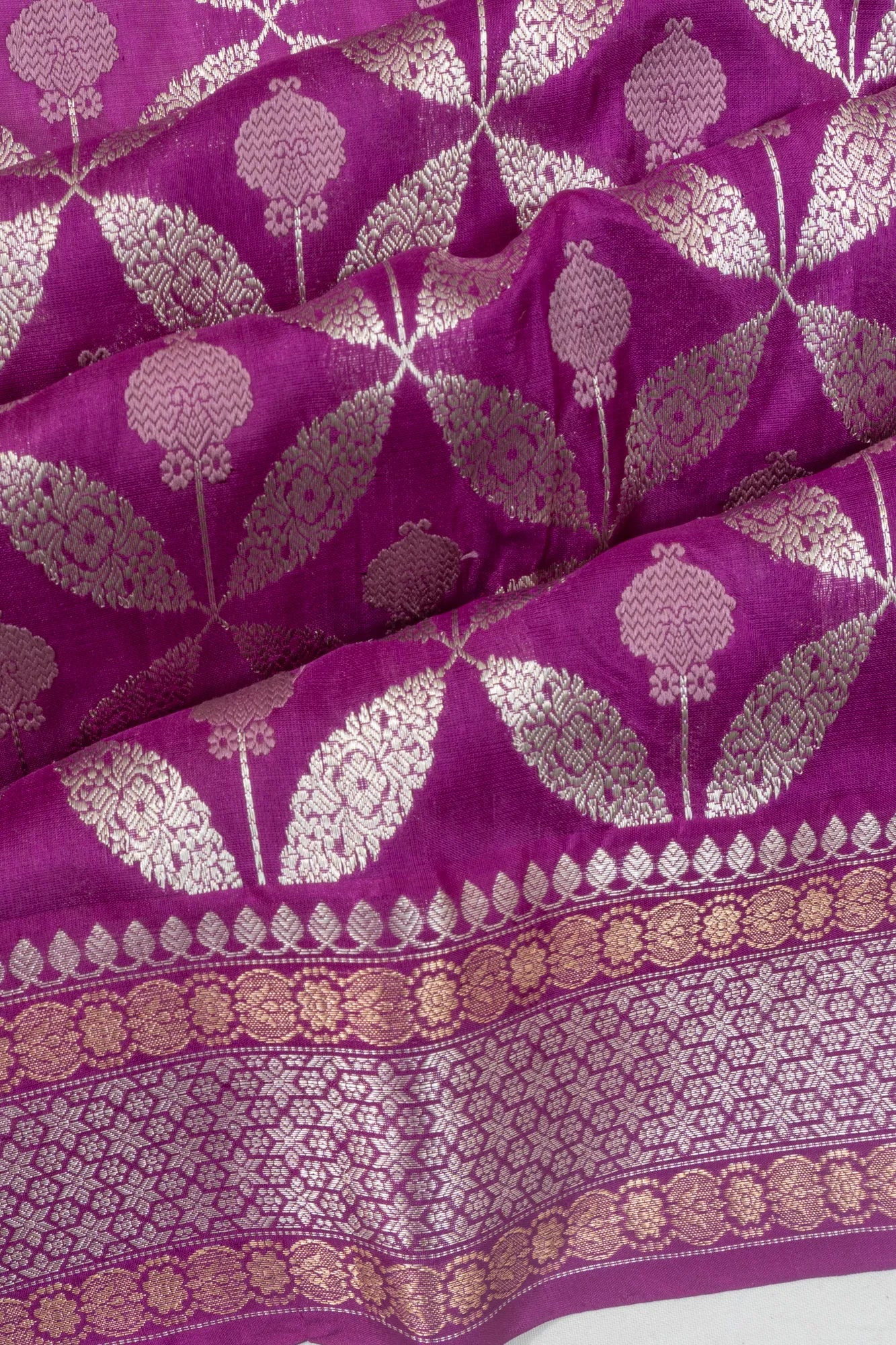 Pure Chanderi Silk Brocade Purple Saree