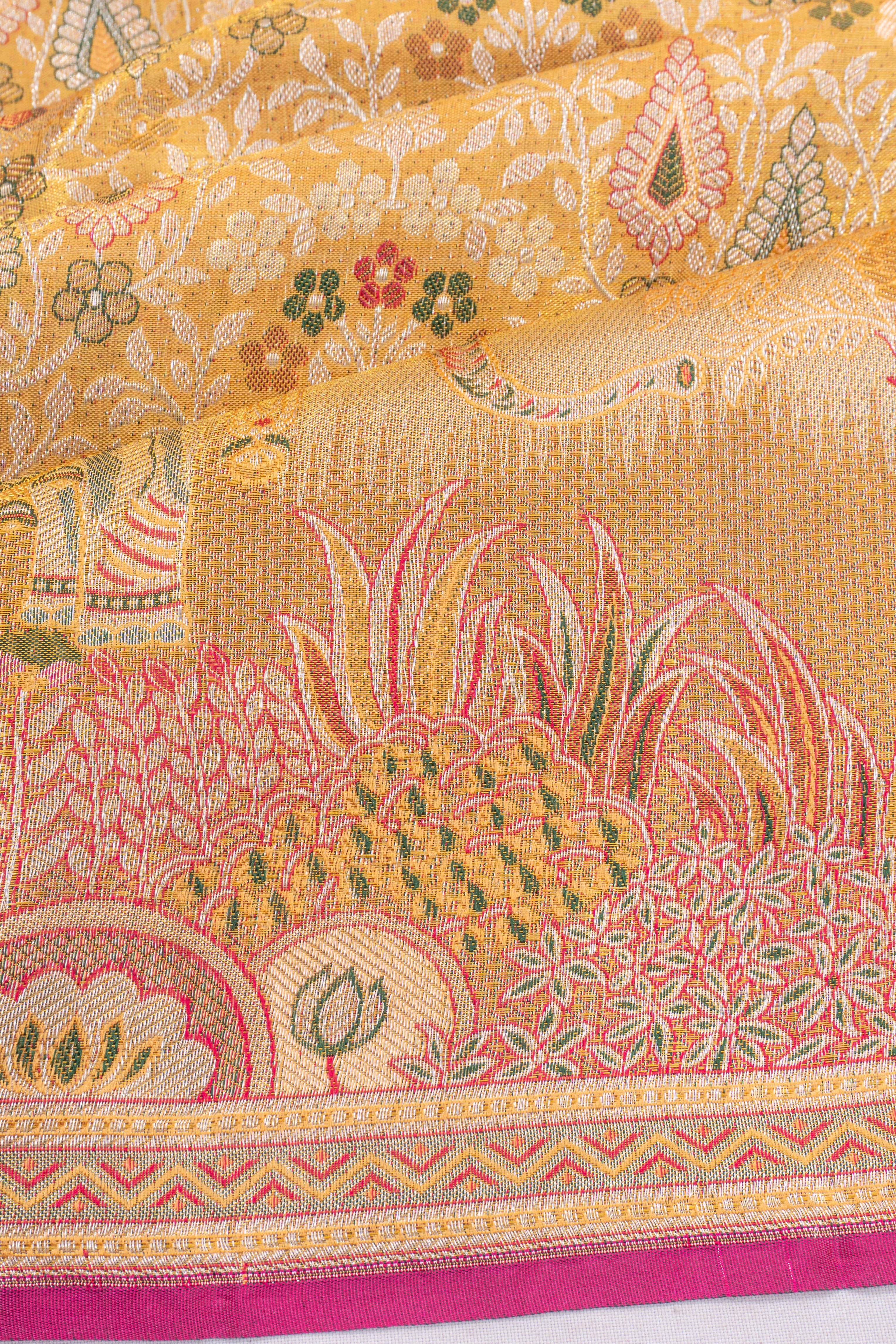 Kanchipuram Silk Tissue Brocade Gold Saree