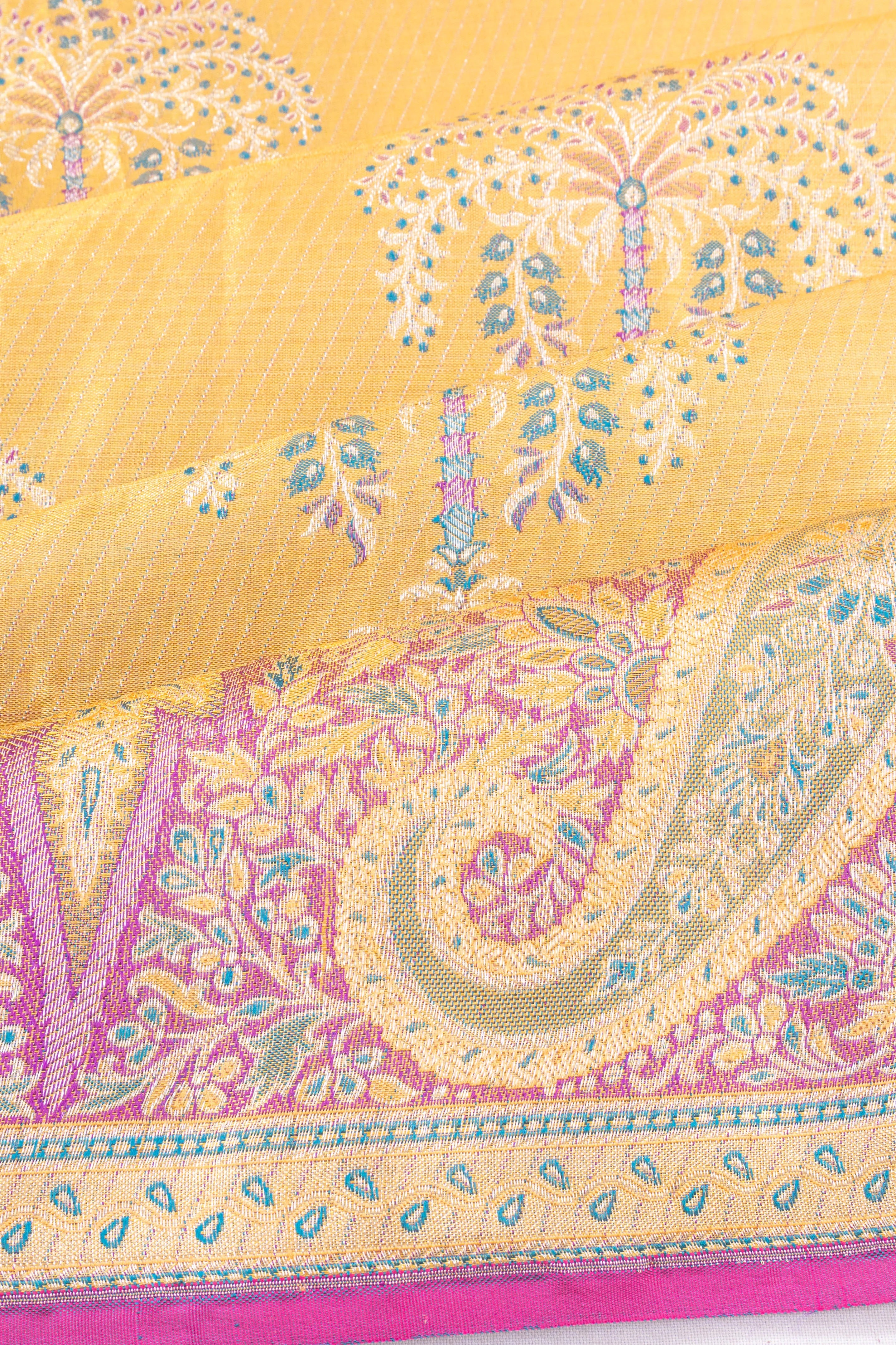 Kanchipuram Silk Tissue Brocade Gold Saree