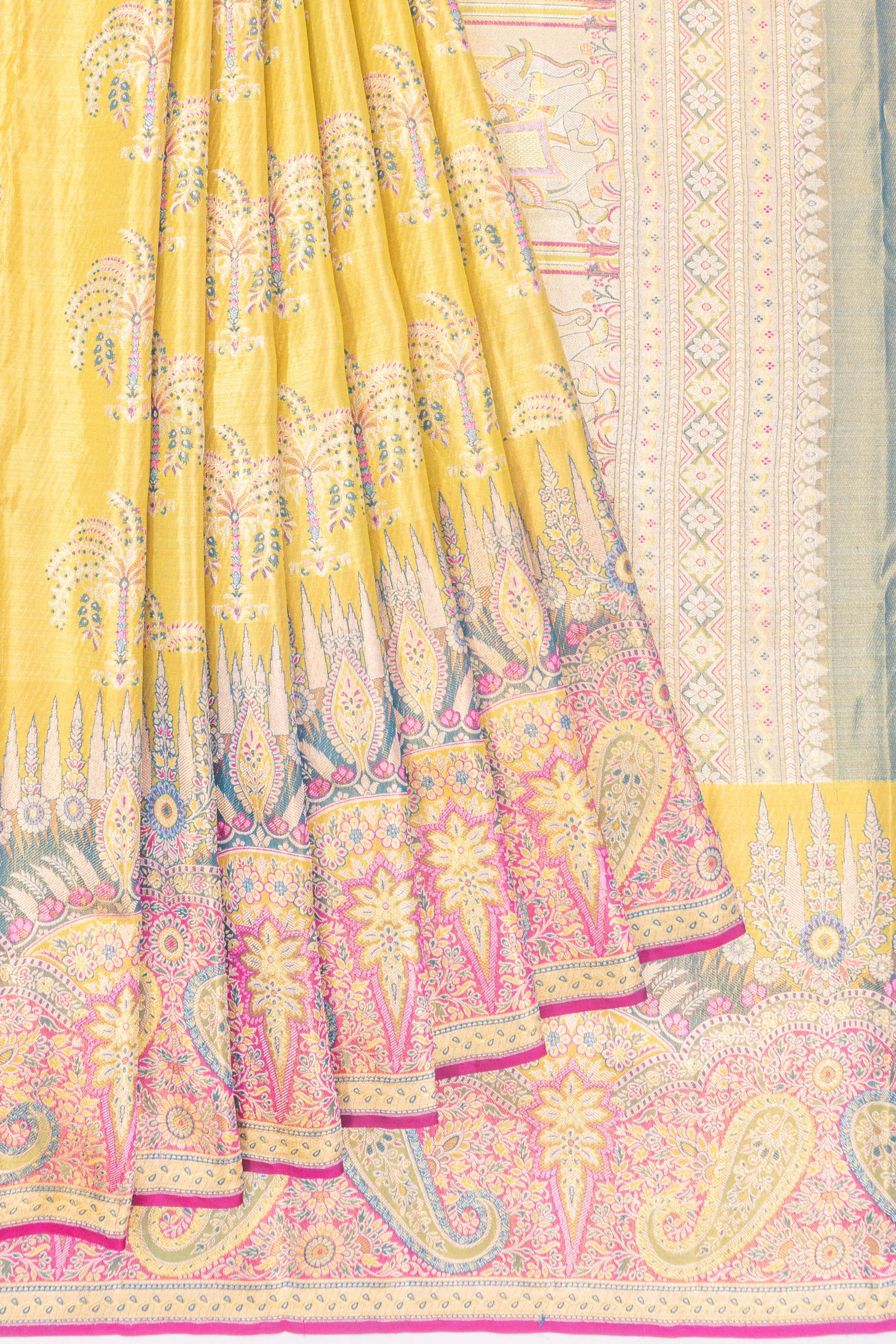 Kanchipuram Silk Tissue Brocade Gold Saree