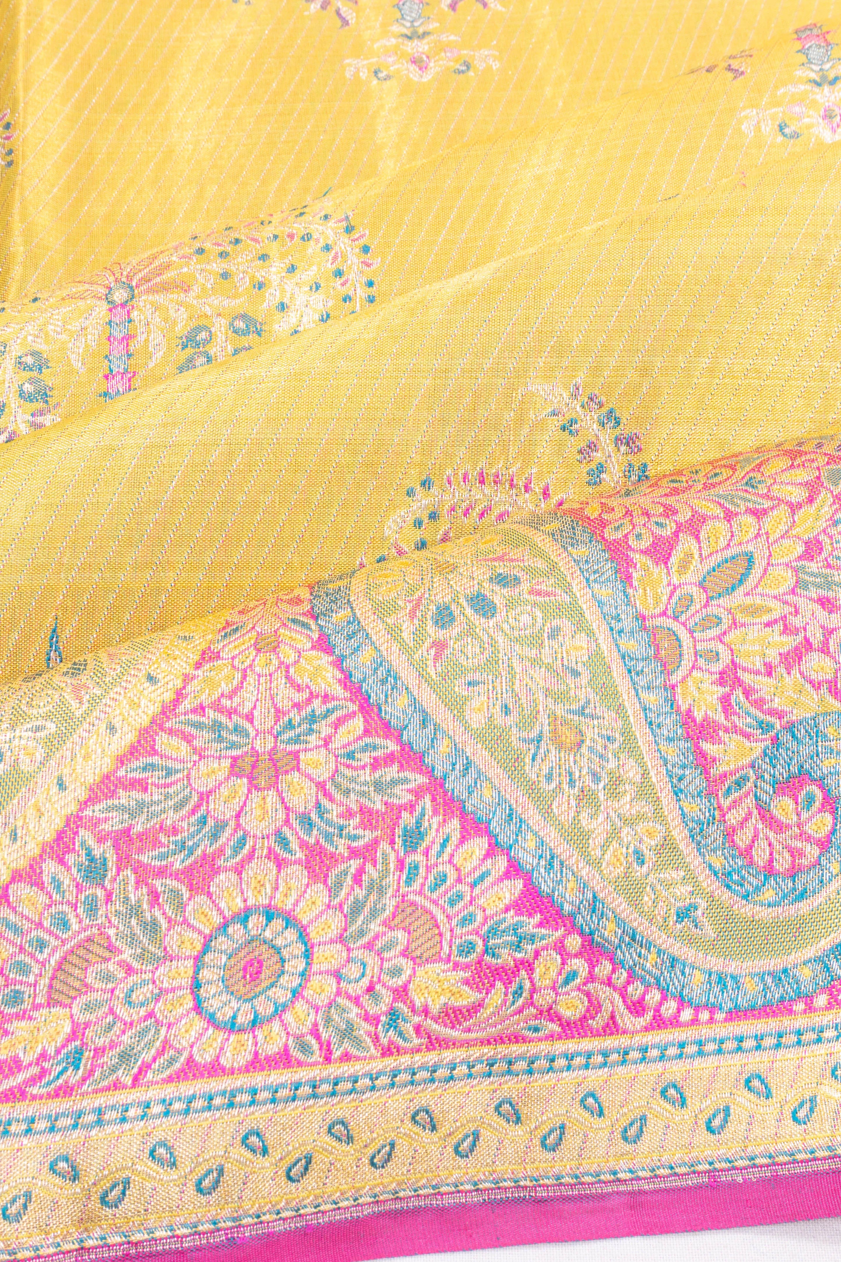 Kanchipuram Silk Tissue Brocade Gold Saree