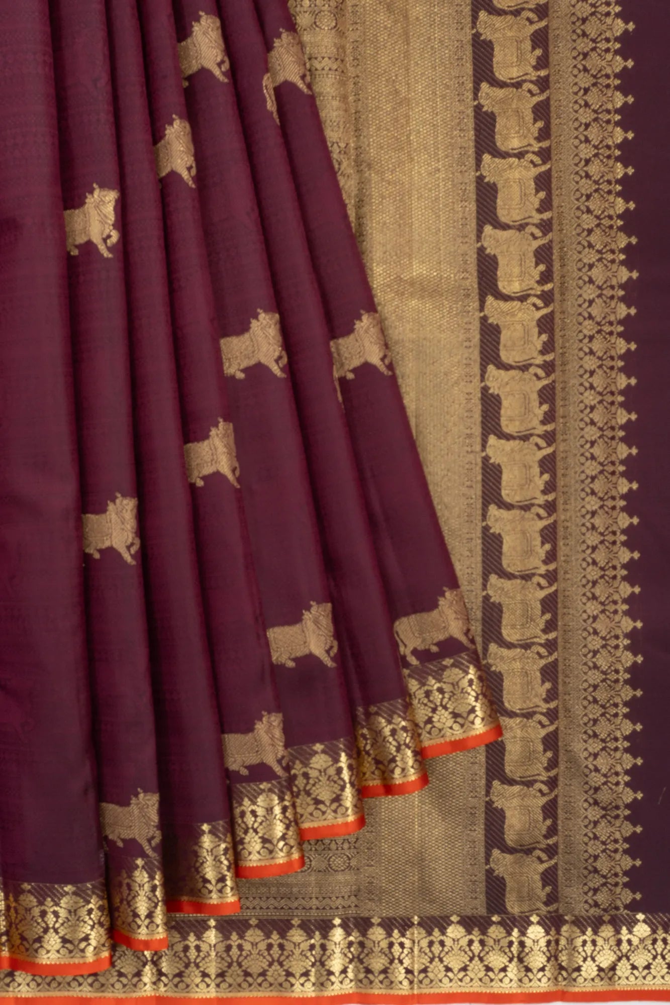 Kanchipuram Silk Nandi Butta Purple Saree