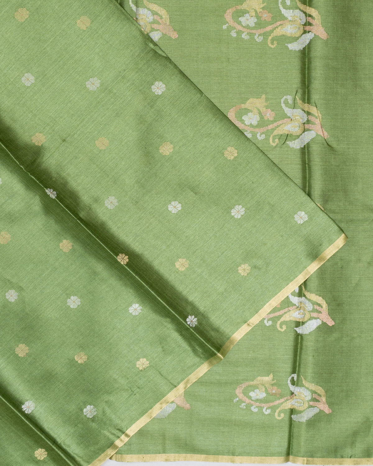 Tussar Butta Green Saree