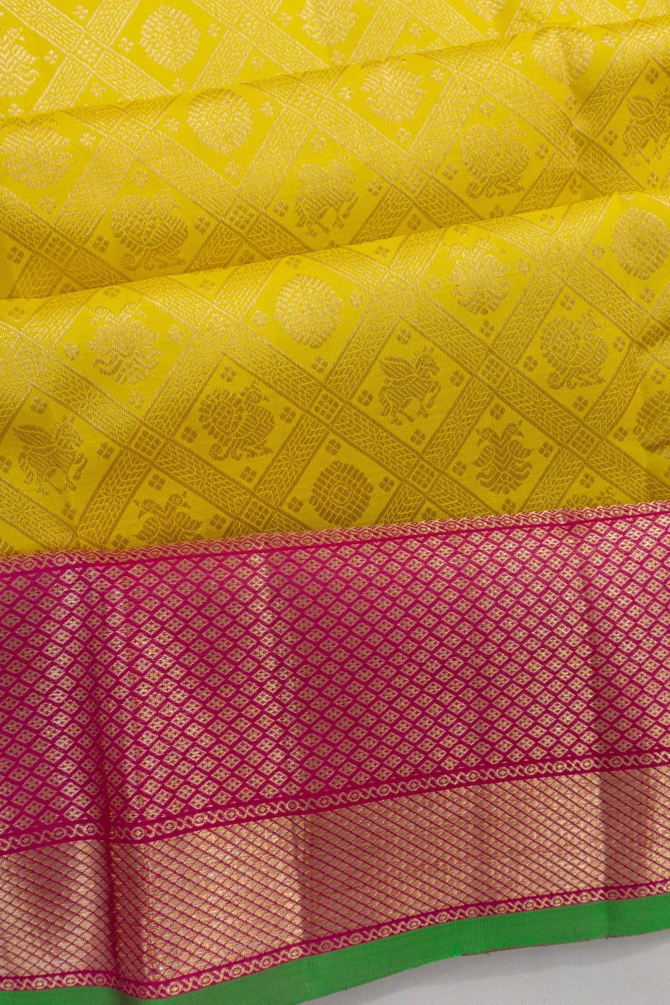 Taranga Kanchi Silk Brocade Yellow Saree