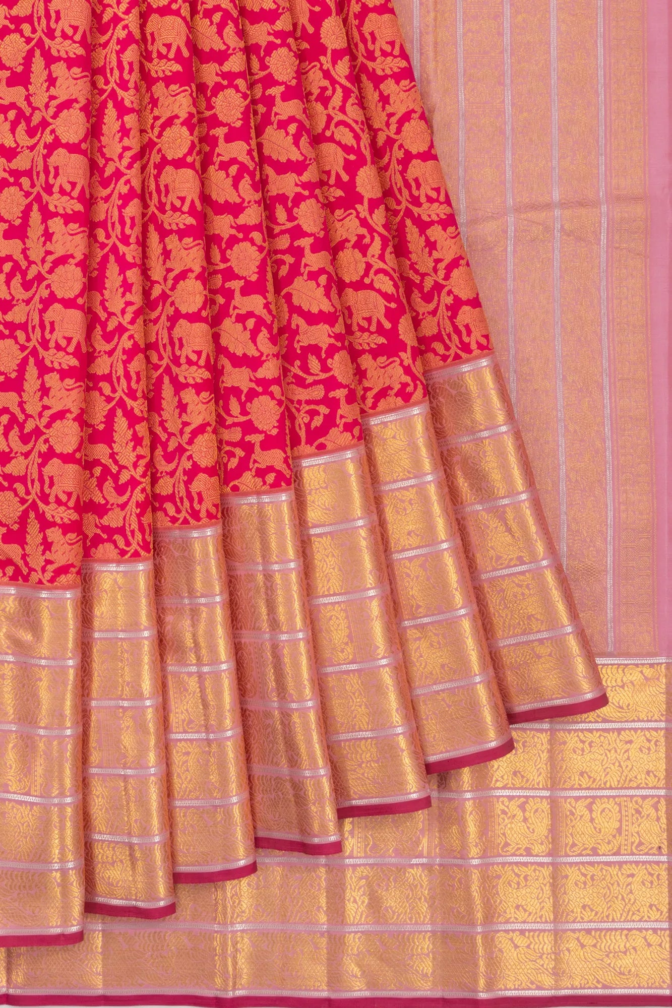 Taranga Kanchi Silk Brocade Pink Saree