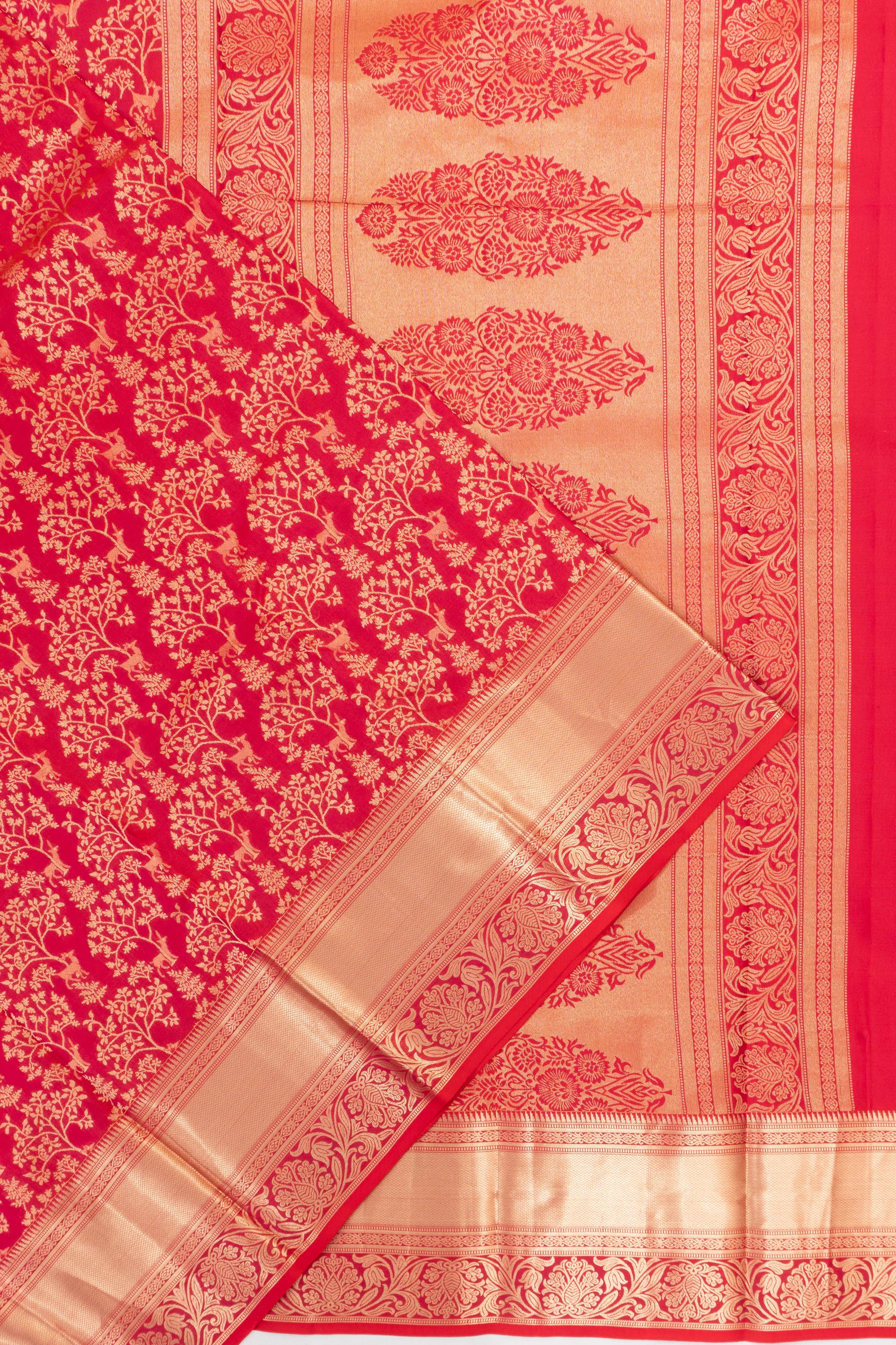 Taranga Kanchi Silk Brocade Red Saree