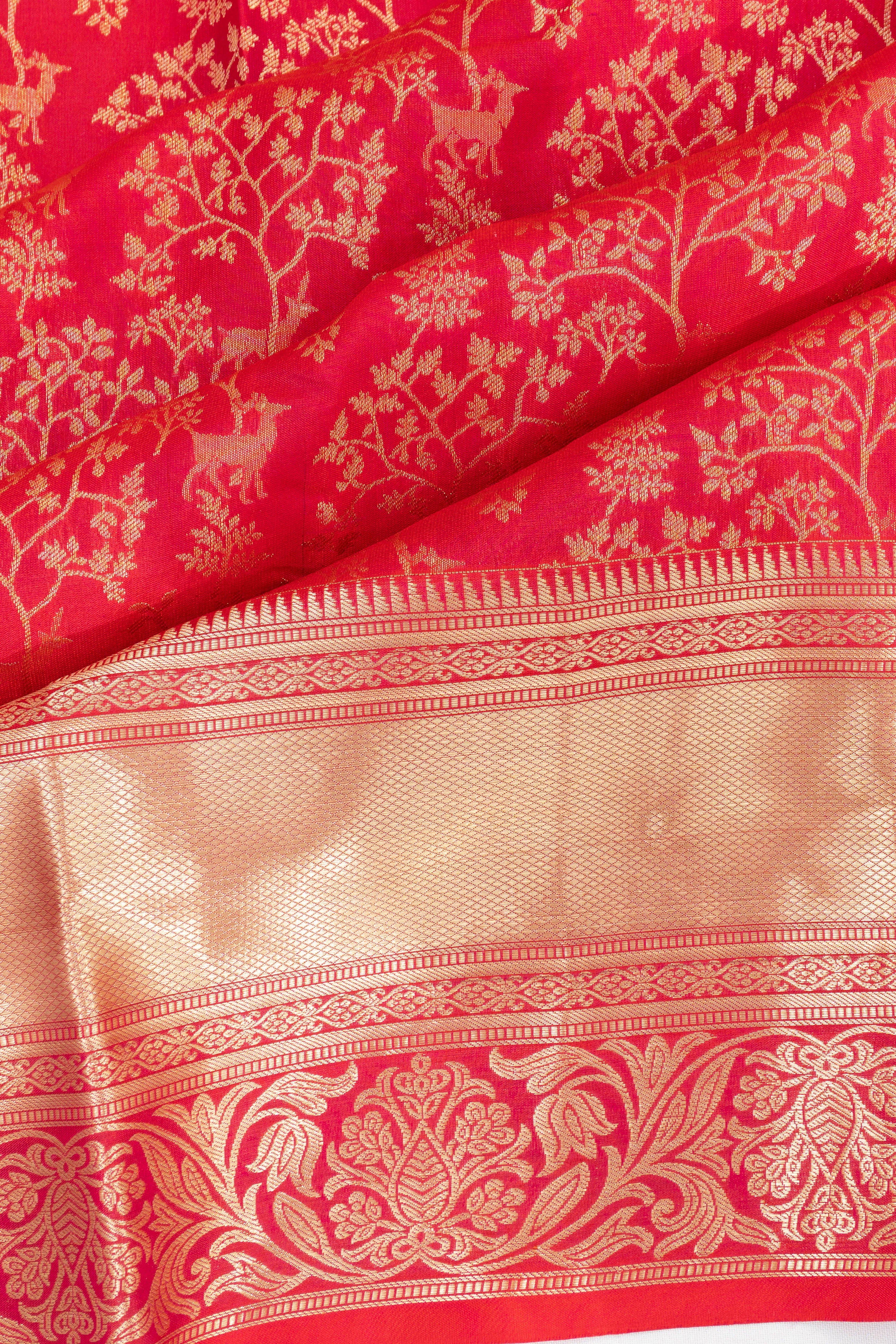 Taranga Kanchi Silk Brocade Red Saree