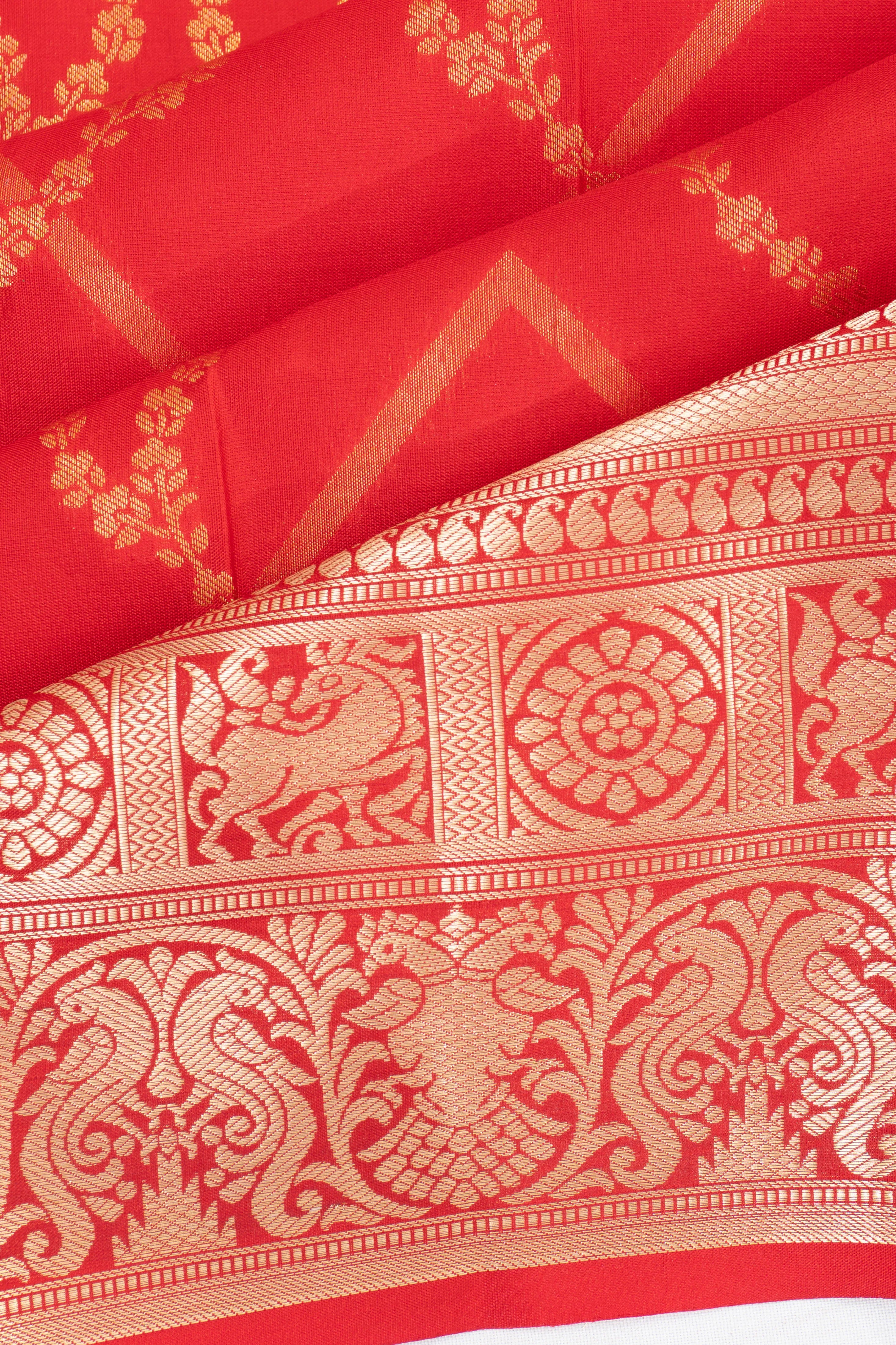Taranga Kanchi Silk Brocade Red Saree