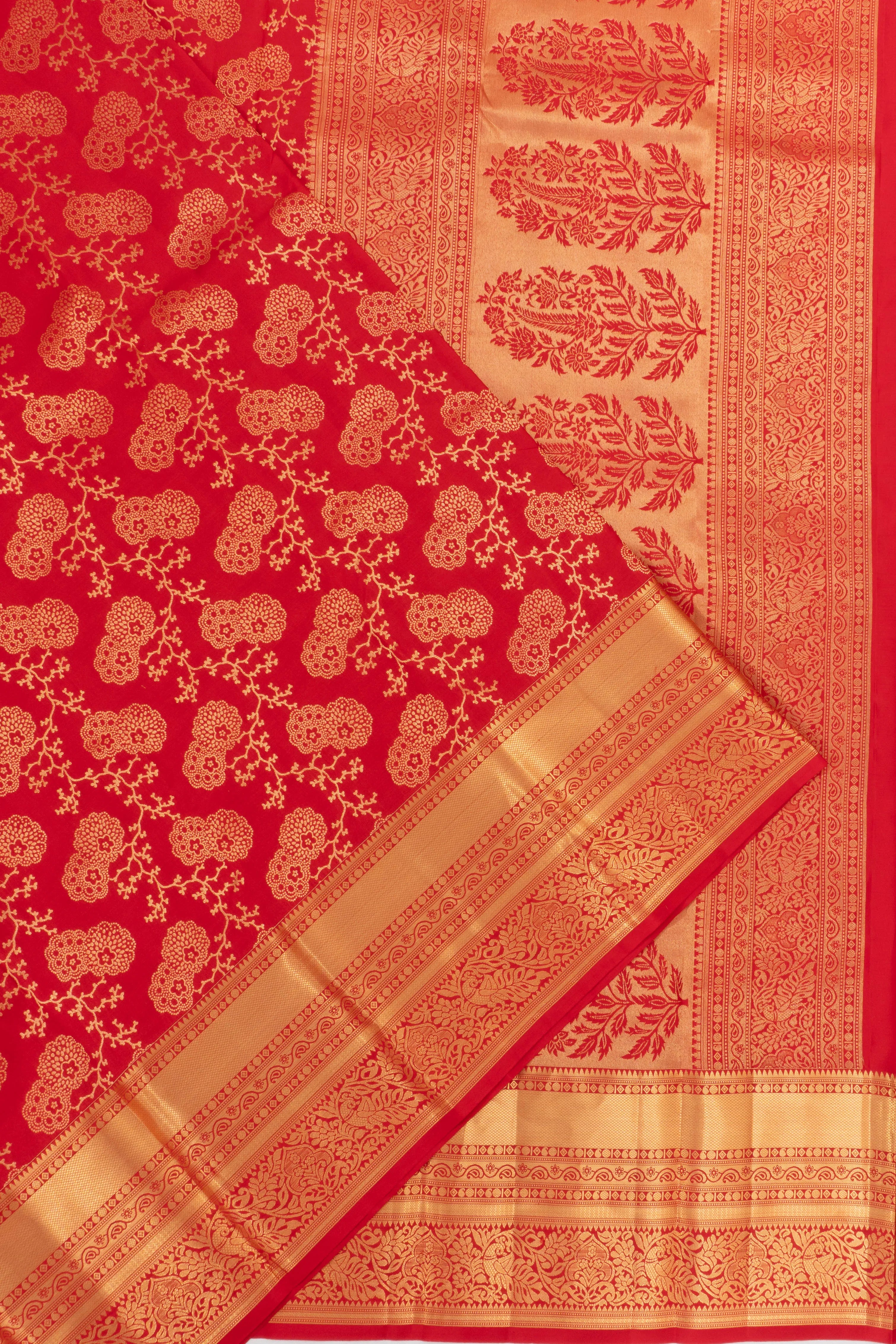 Taranga Kanchi Silk Brocade Red Saree
