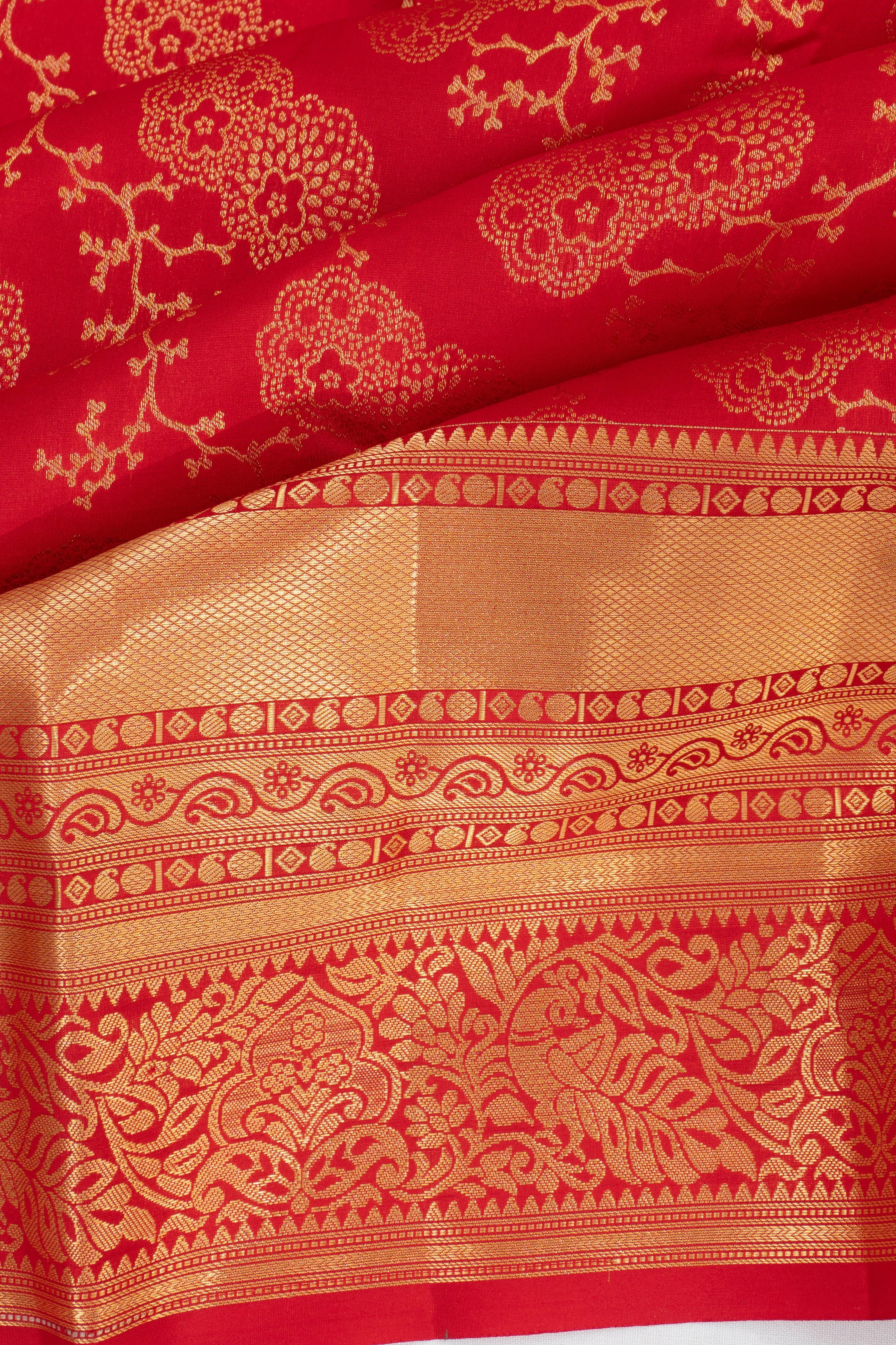 Taranga Kanchi Silk Brocade Red Saree