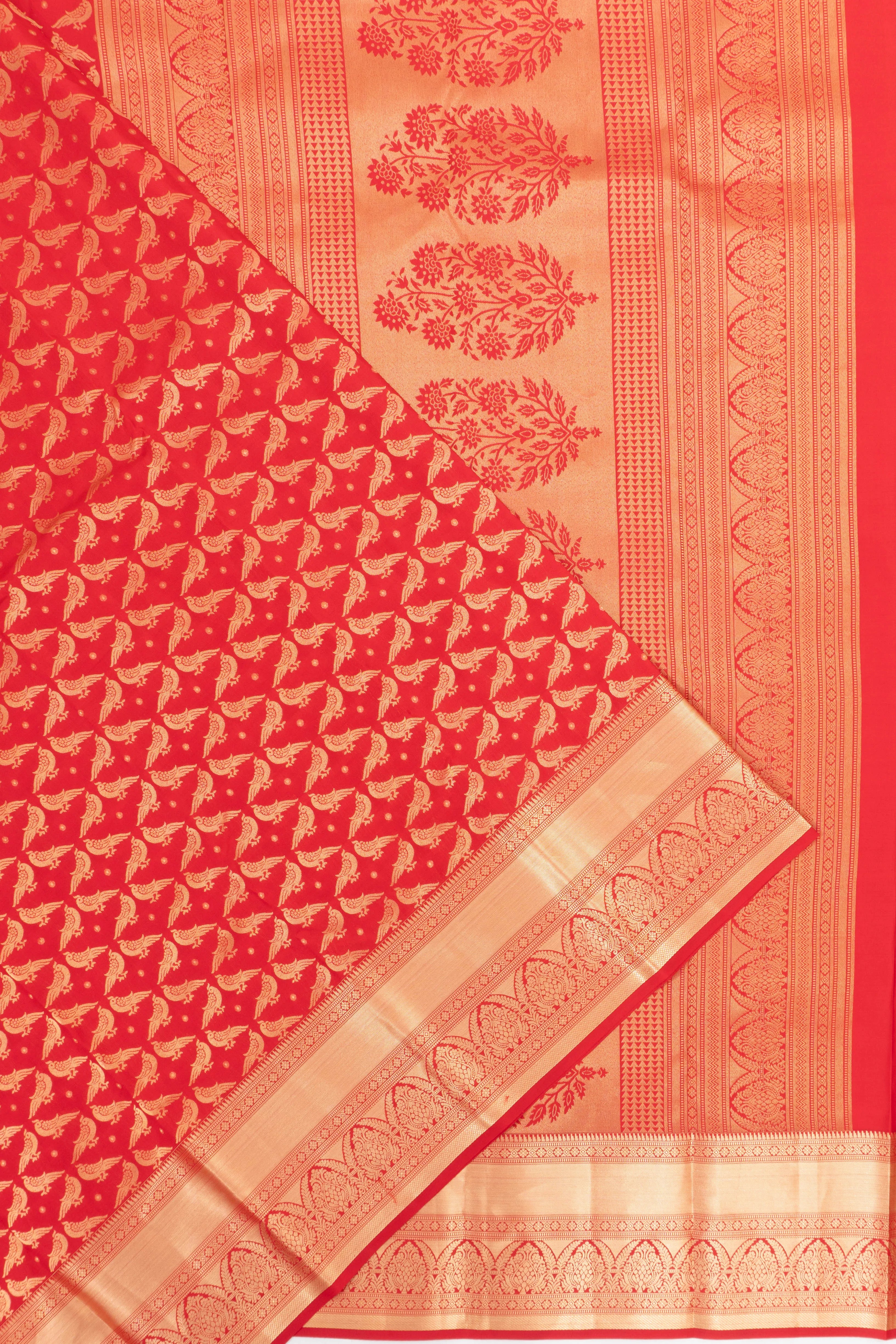 Taranga Kanchi Silk Brocade Red Saree