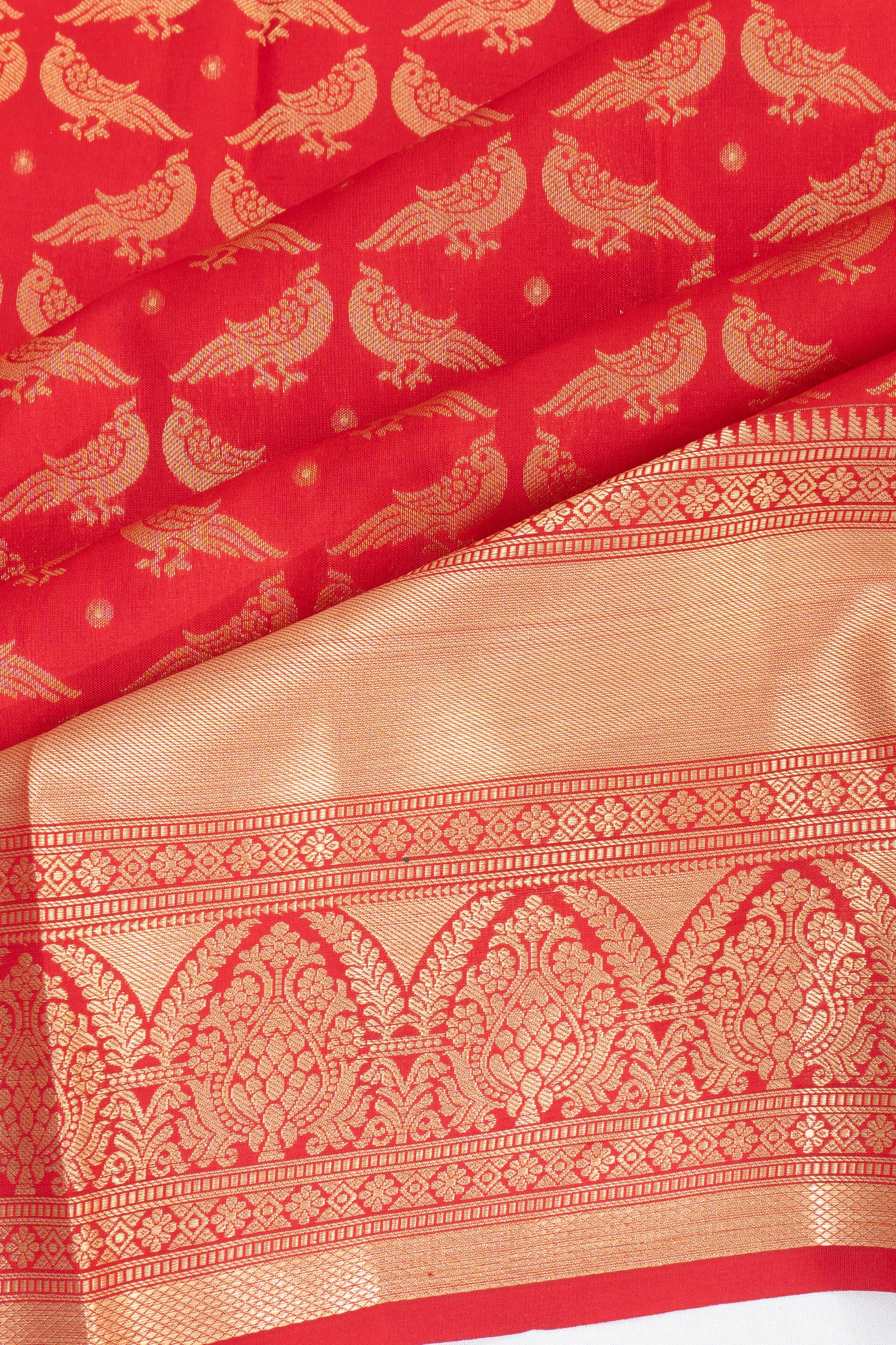 Taranga Kanchi Silk Brocade Red Saree