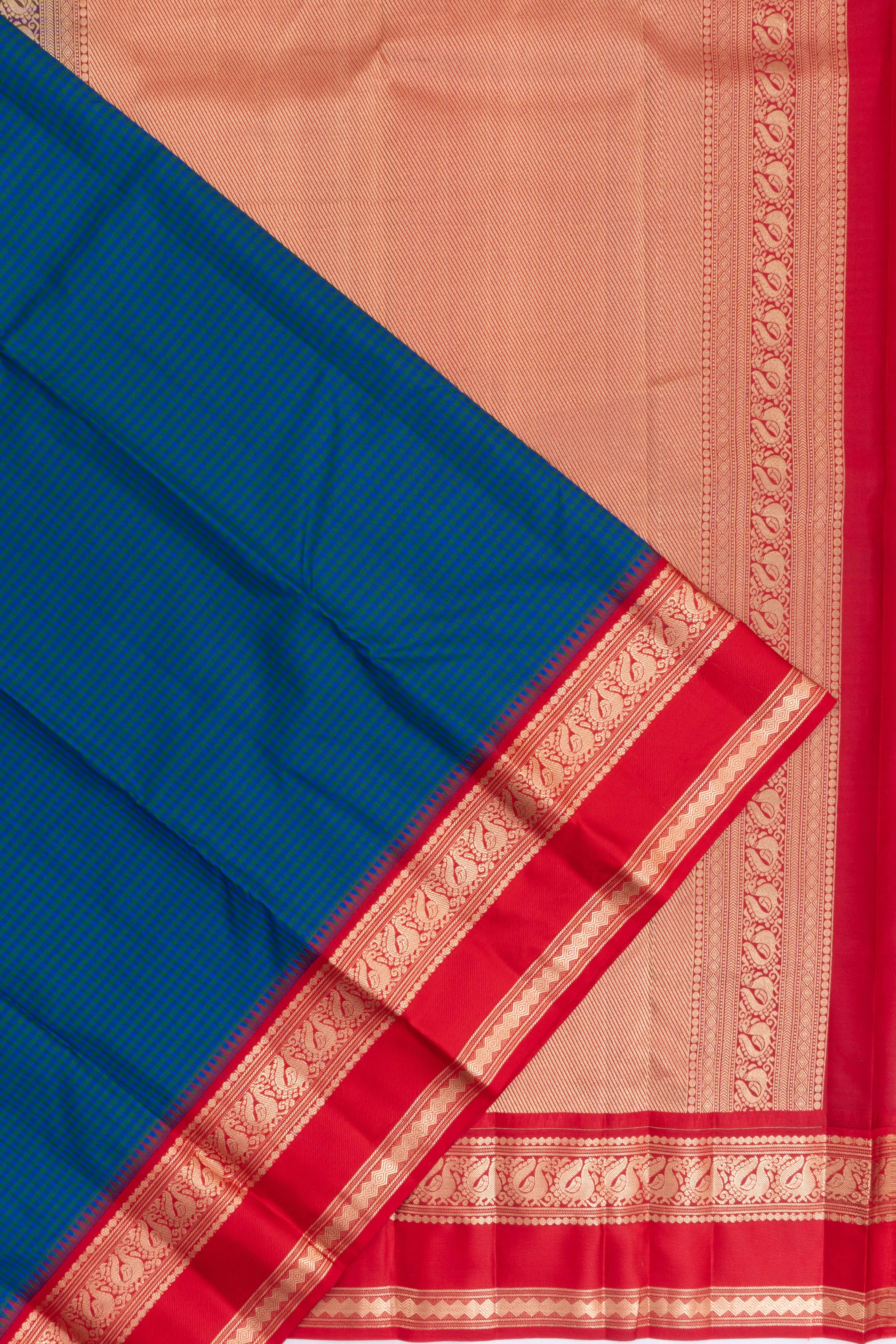 Taranga Kanchi Silk Checks Blue Saree