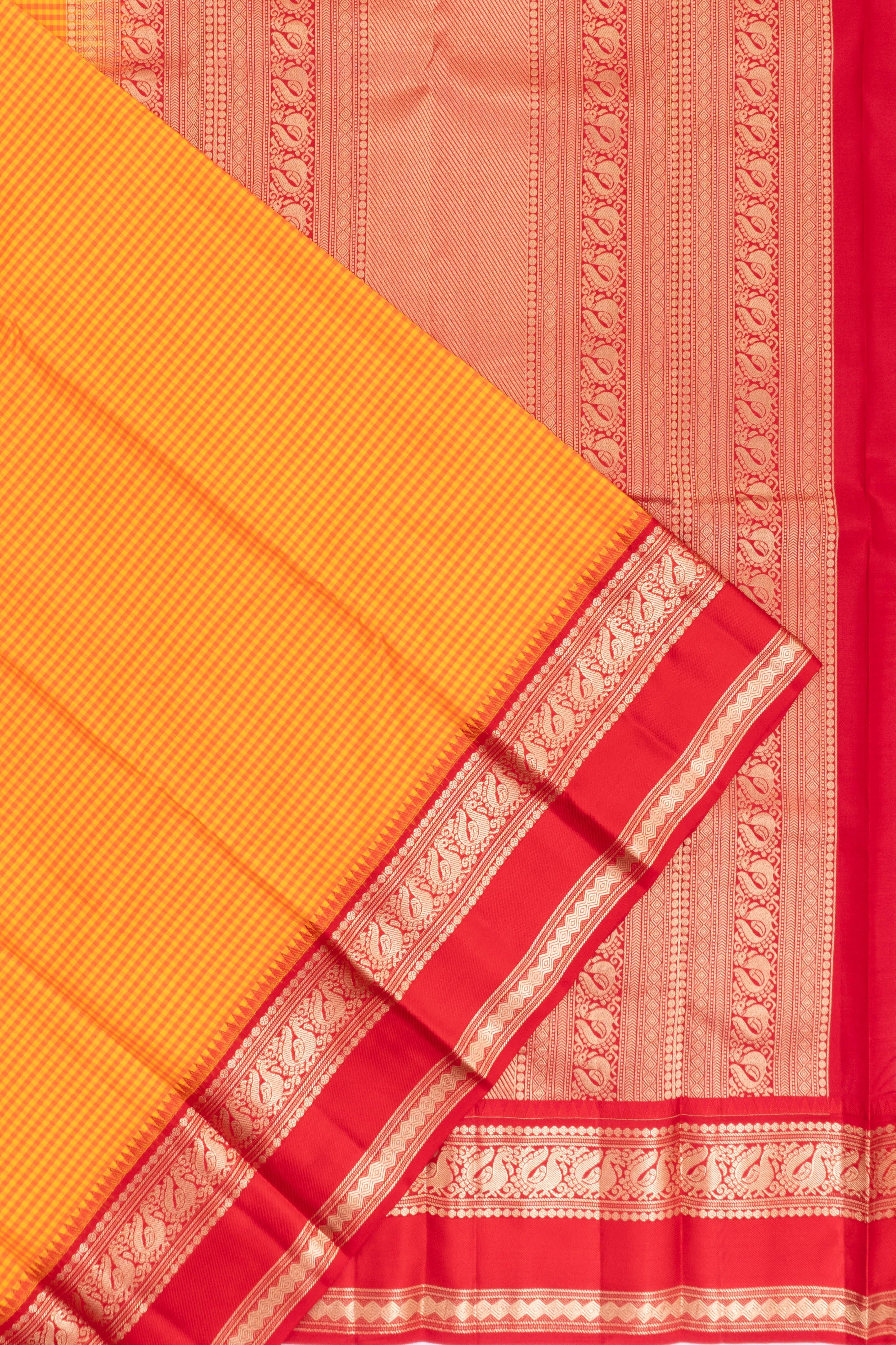 Taranga Kanchi Silk Checks Yellow Saree