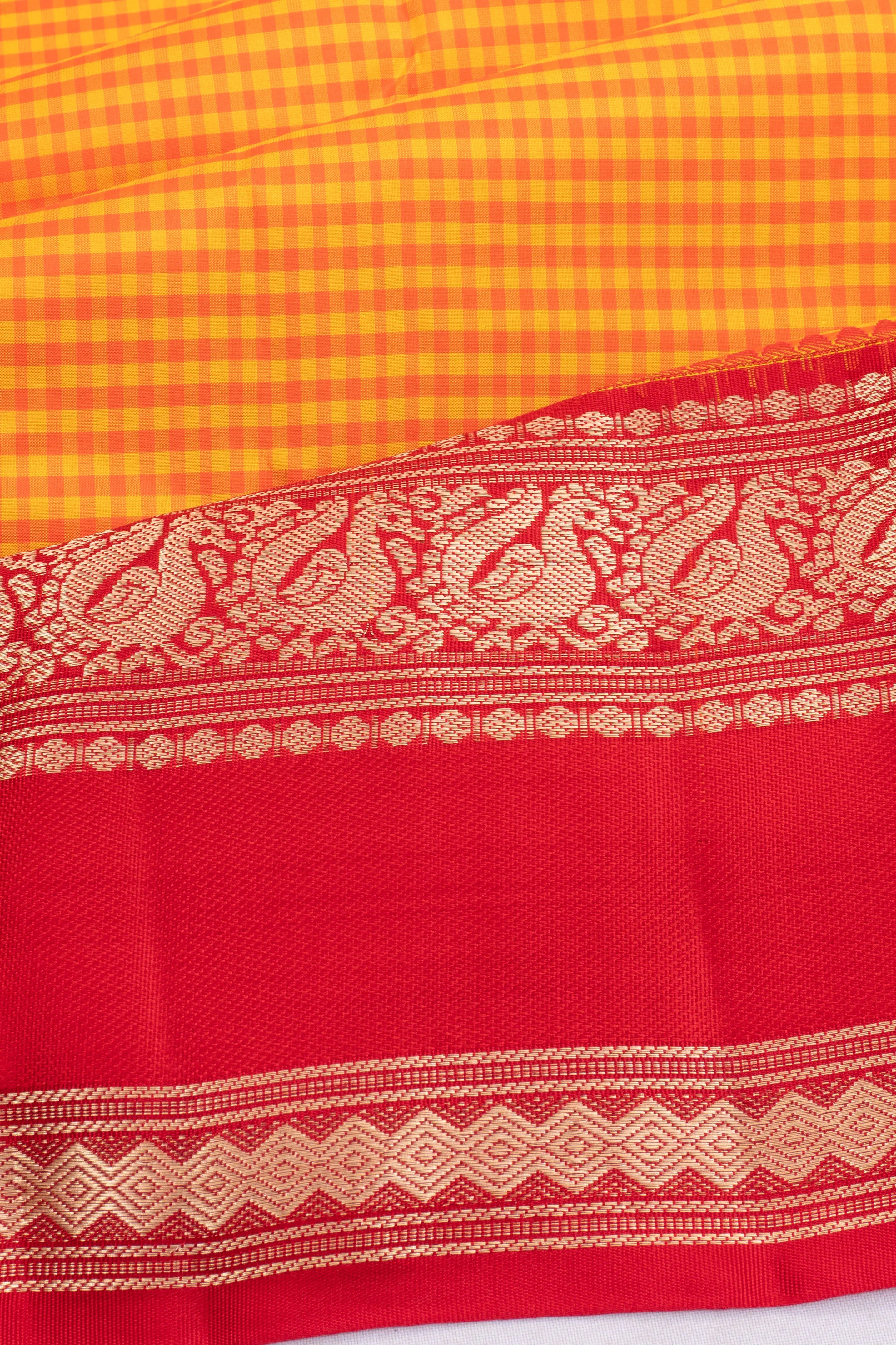 Taranga Kanchi Silk Checks Yellow Saree